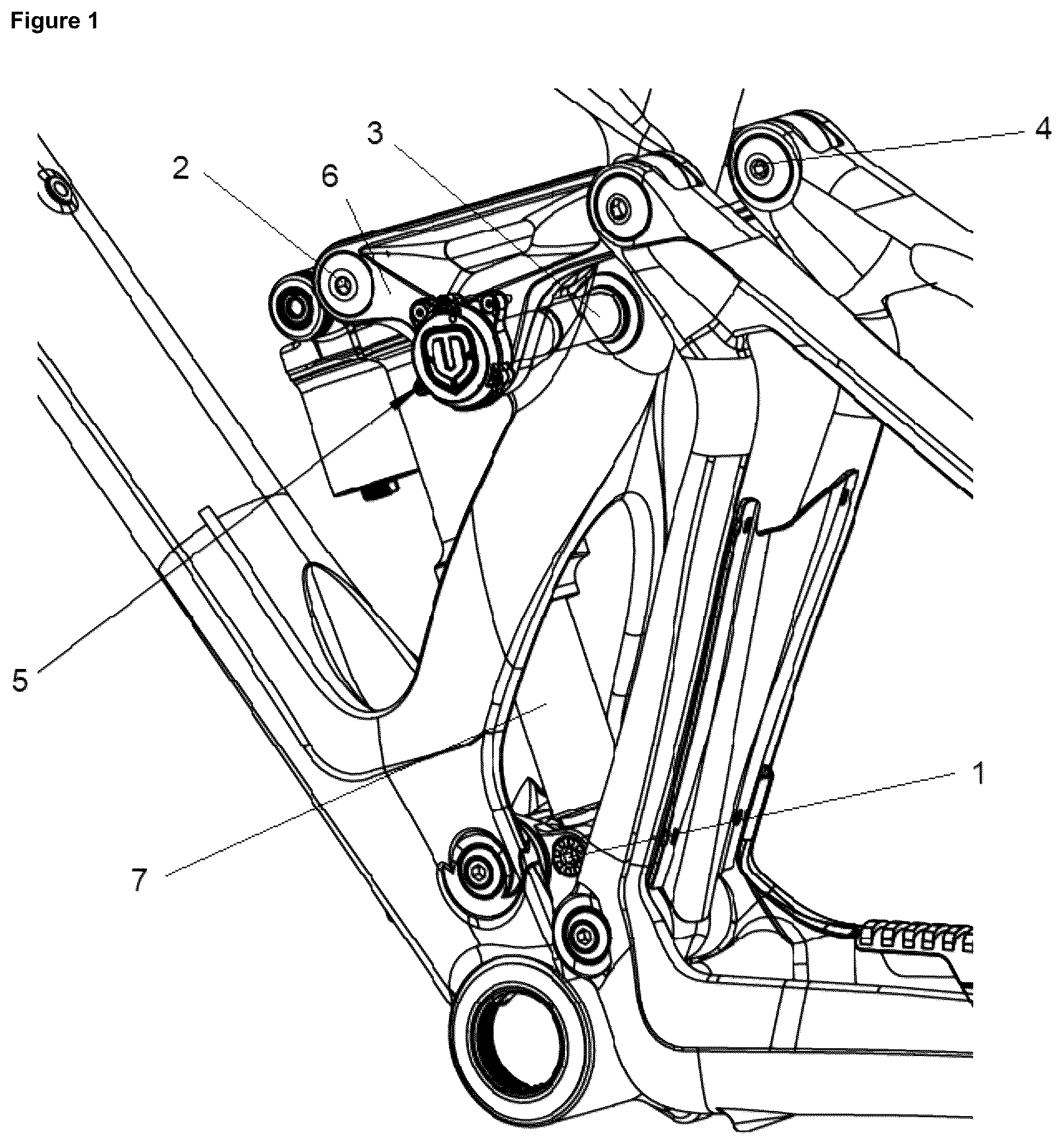 Patent US12304584 — Rear suspension device, system and method for a bicycle — Figure 1