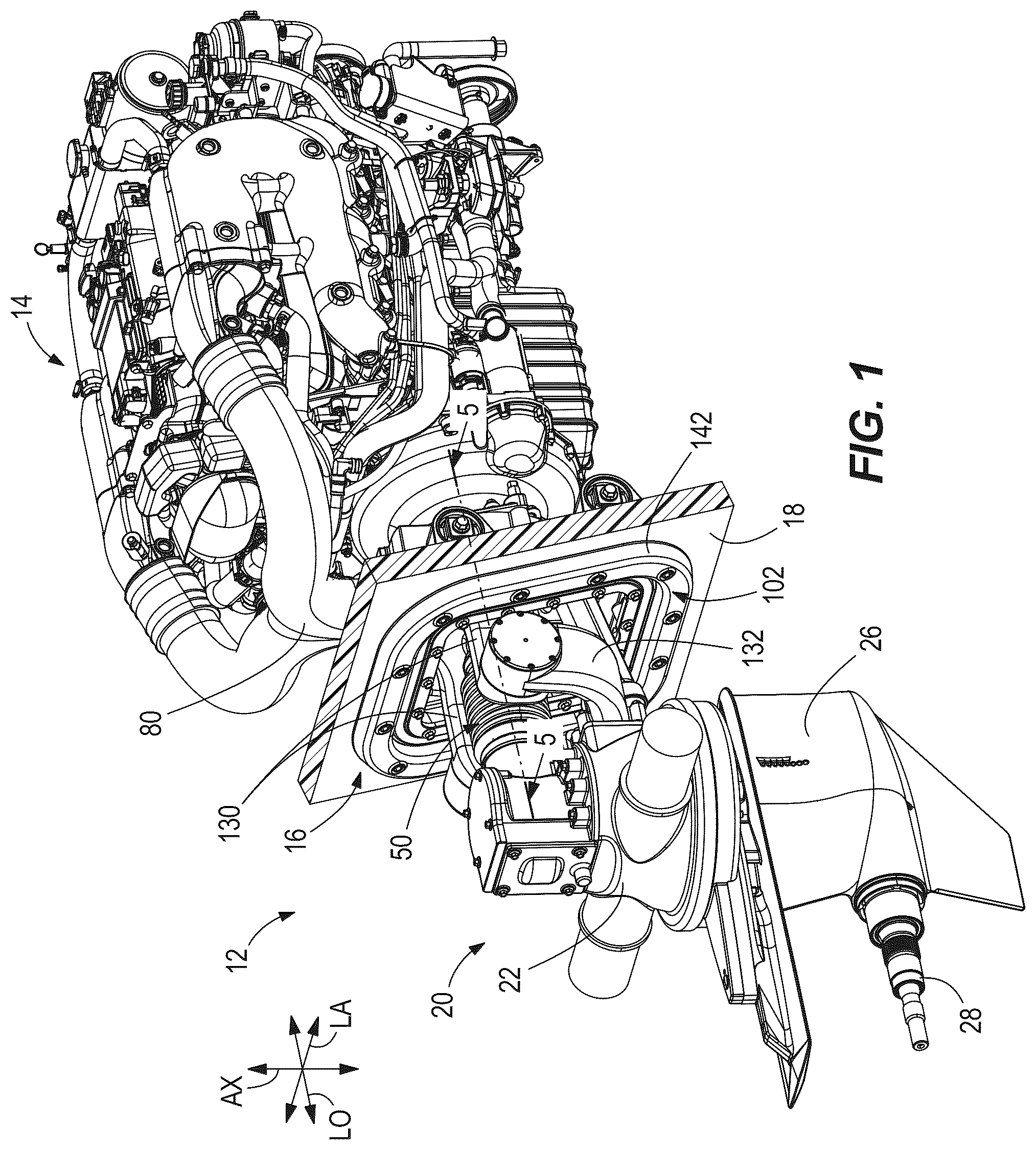 Patent US12304609 — Stern drives and transom bracket assemblies for stern drives providing vibration isolation — Figure 1