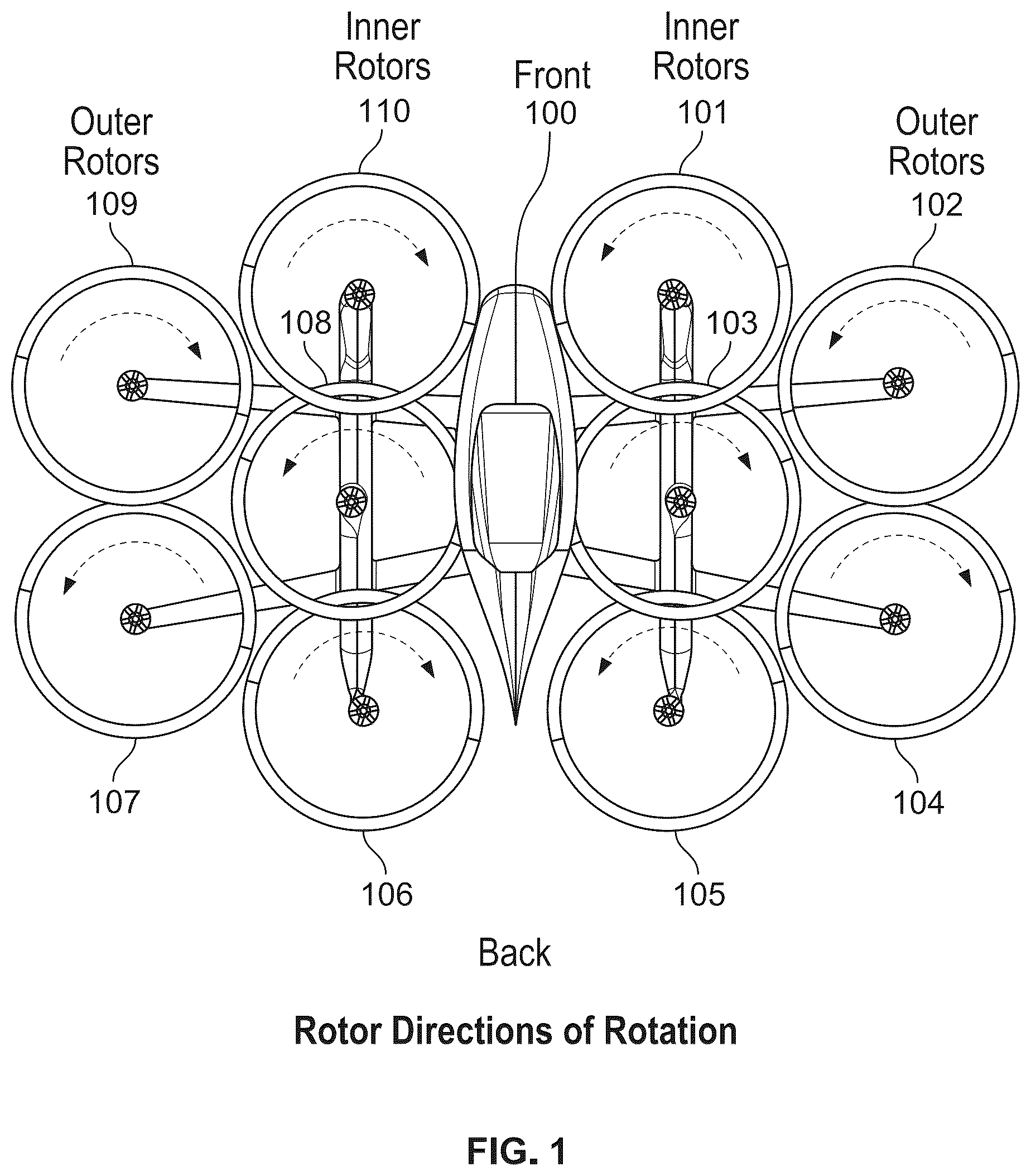 Patent US12304617 — Decoupled hand controls for aircraft with vertical takeoff and landing and forward flight capabilities — Figure 1