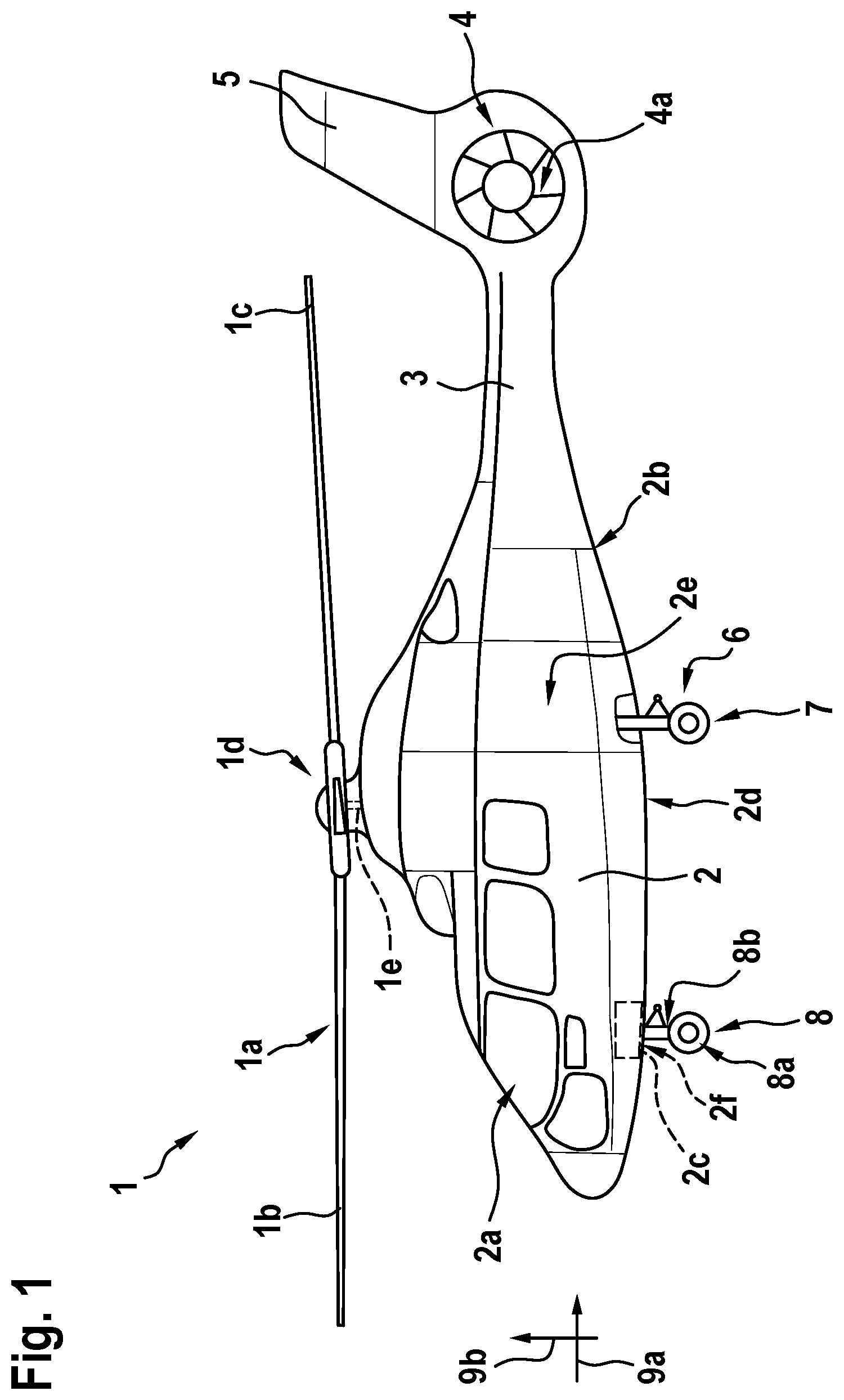Patent US12304621 — Rotorcraft with a non-retractable wheel-type landing gear — Figure 1