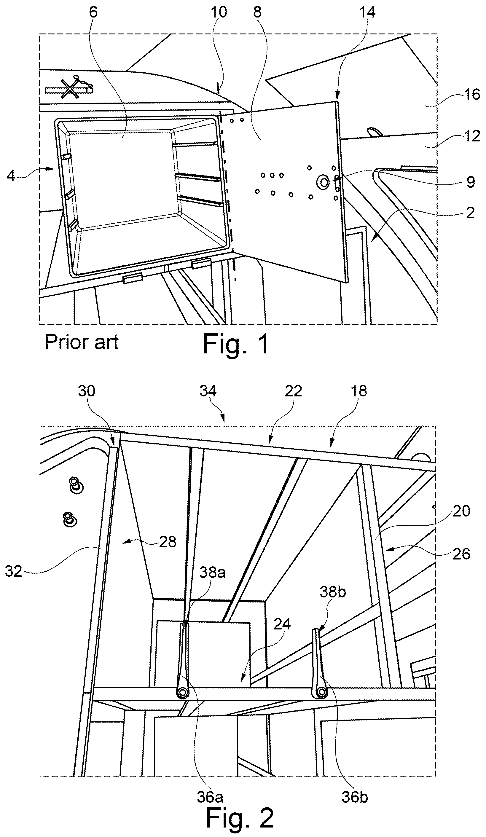 Patent US12304635 Figure 1 – Compartment for a cabin in a vehicle with retractable door angle limiter