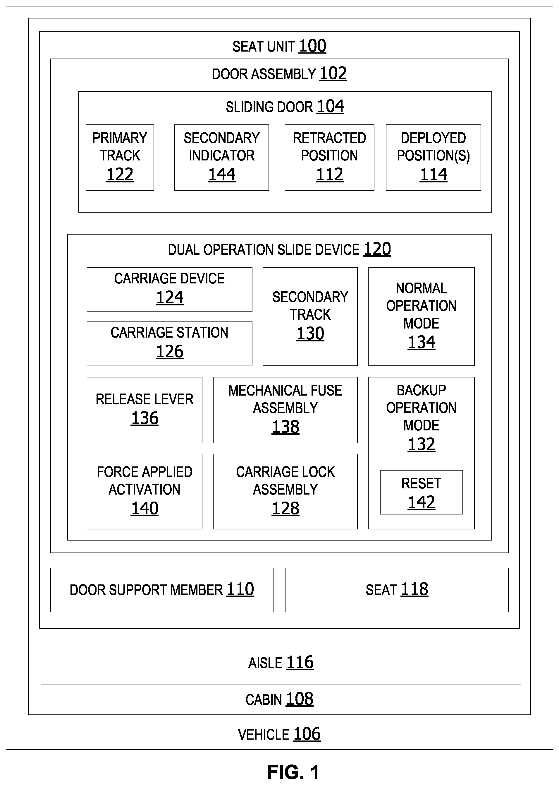 Patent US12304637 — Dual operation emergency passage egress system — Figure 1