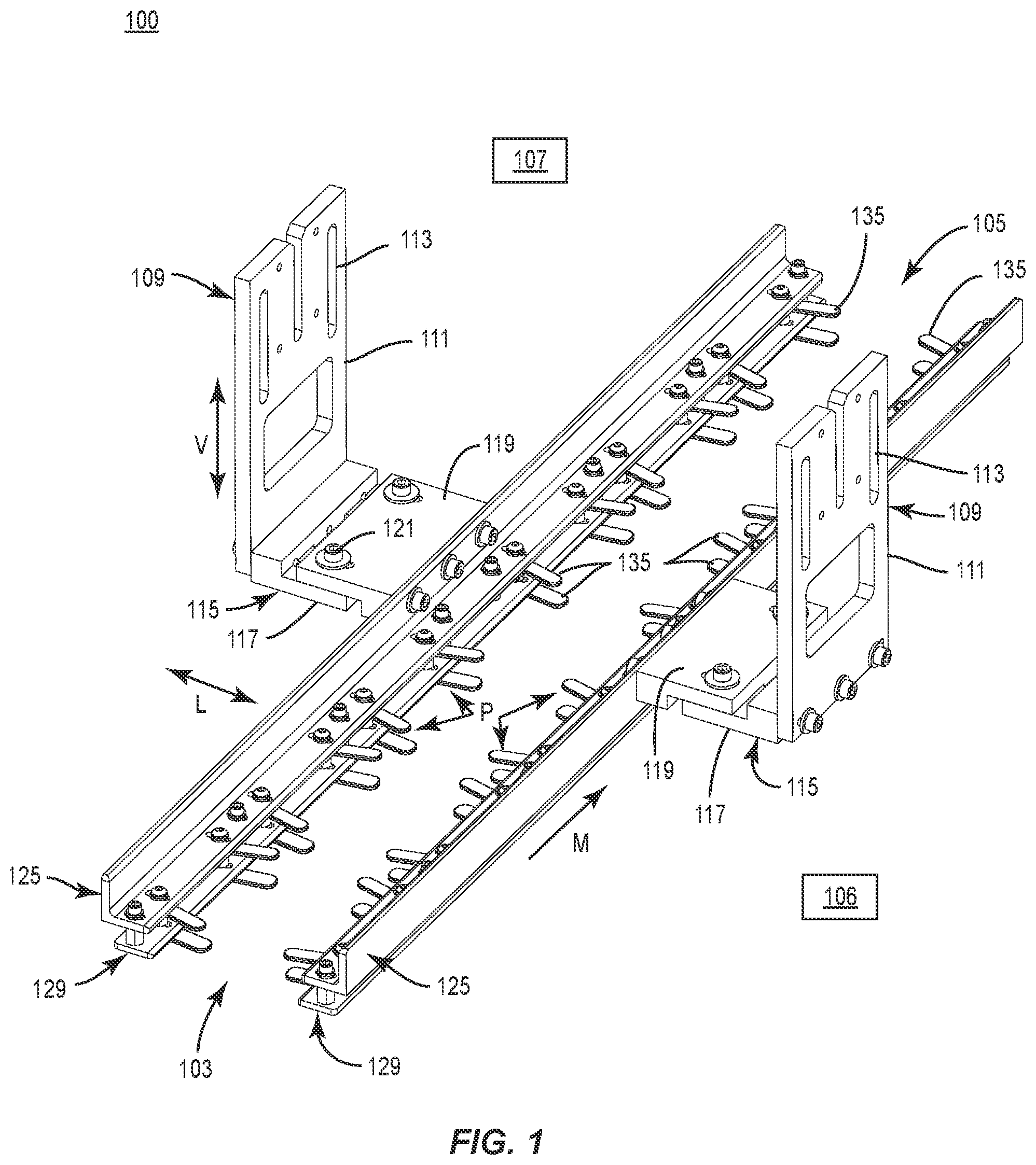 Patent US12304677 — Reconfigurable tray engaging assembly — Figure 1