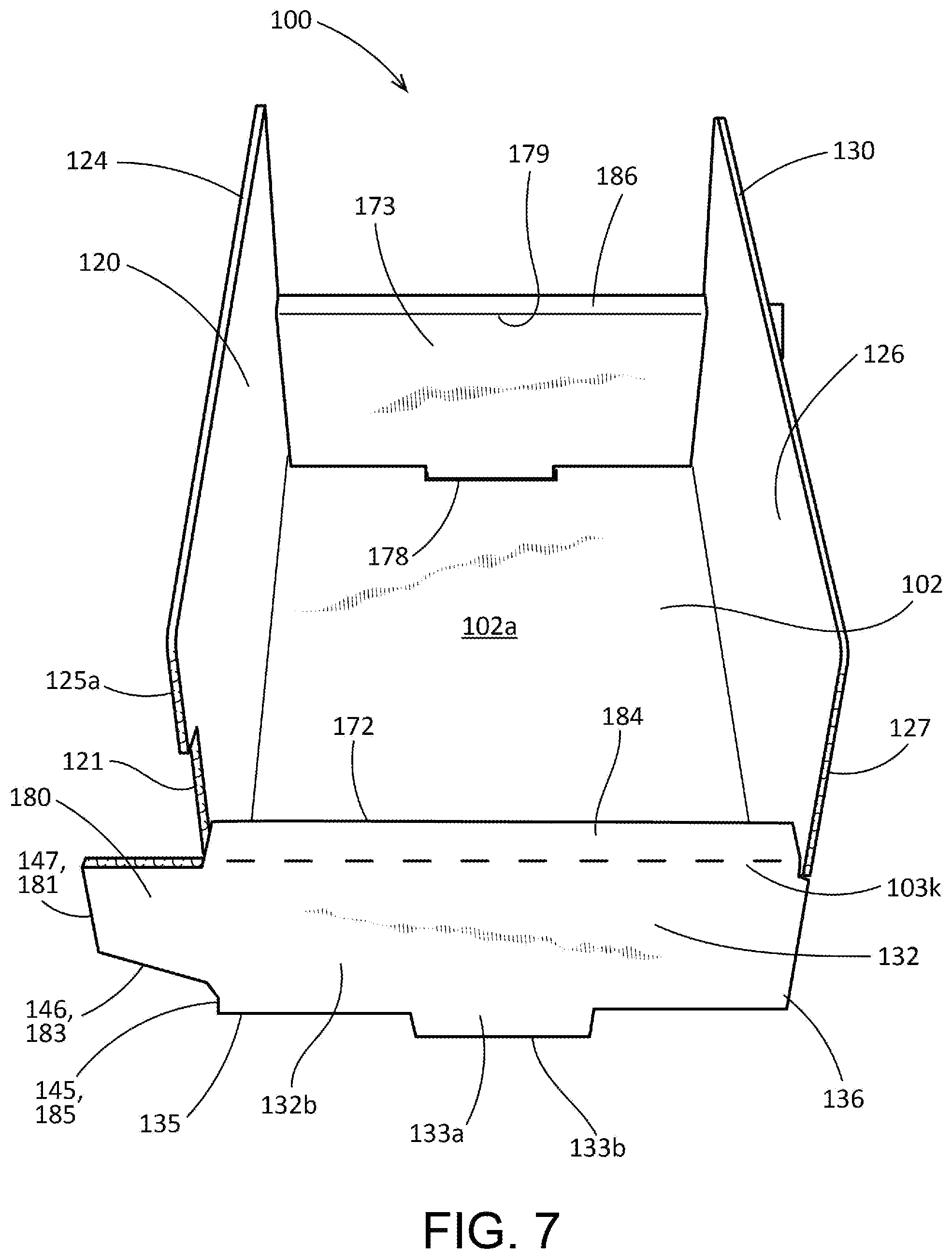 Patent US12304706 Figure 8 – Collapsible tray and methods therefor