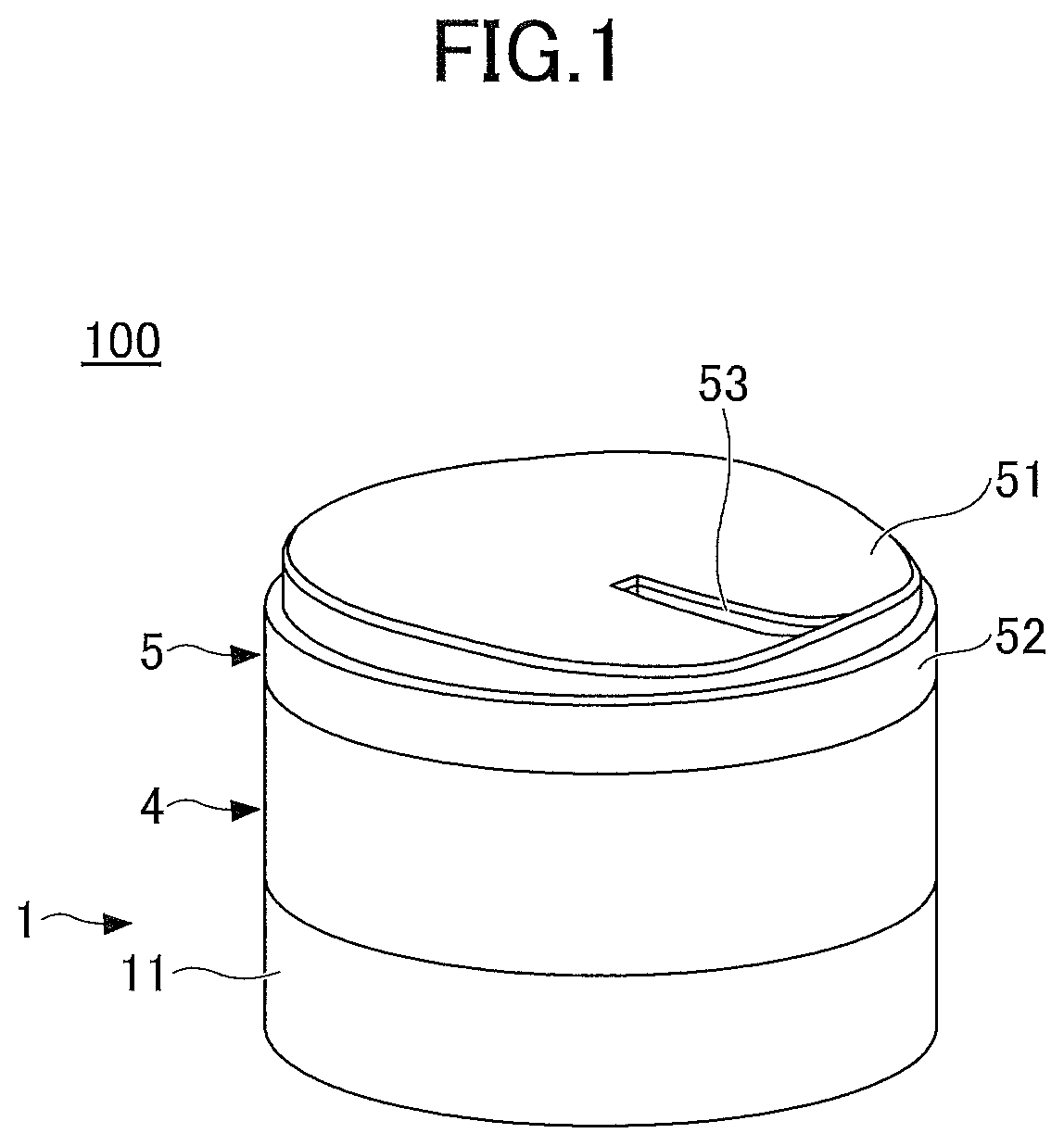 Patent US12304722 — Dispensing container with cutter, solid material container, and solid material rotary cutting lid — Figure 1
