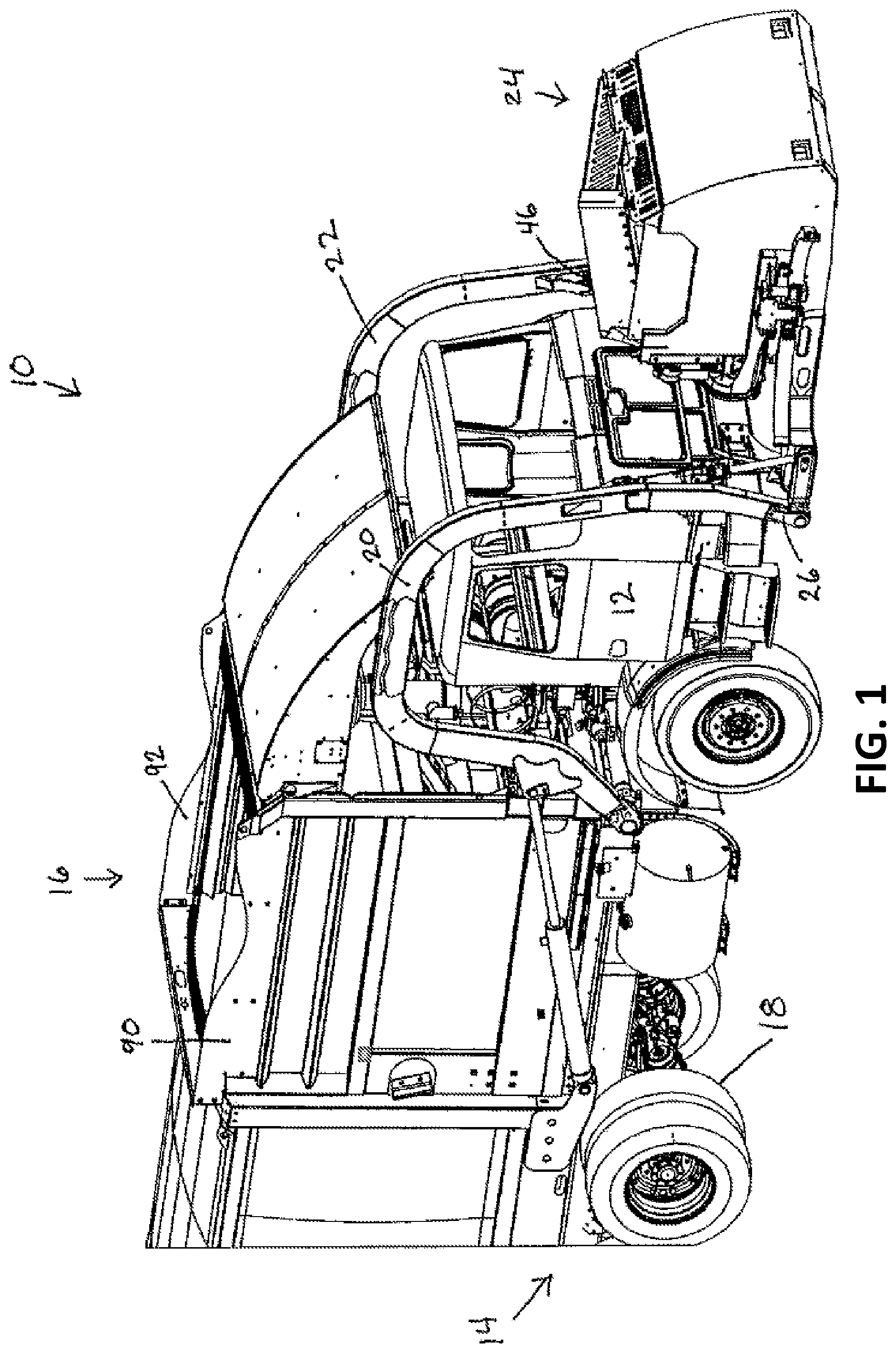 Patent US12304728 Figure 1 – Intermediate container for integration with a refuse vehicle