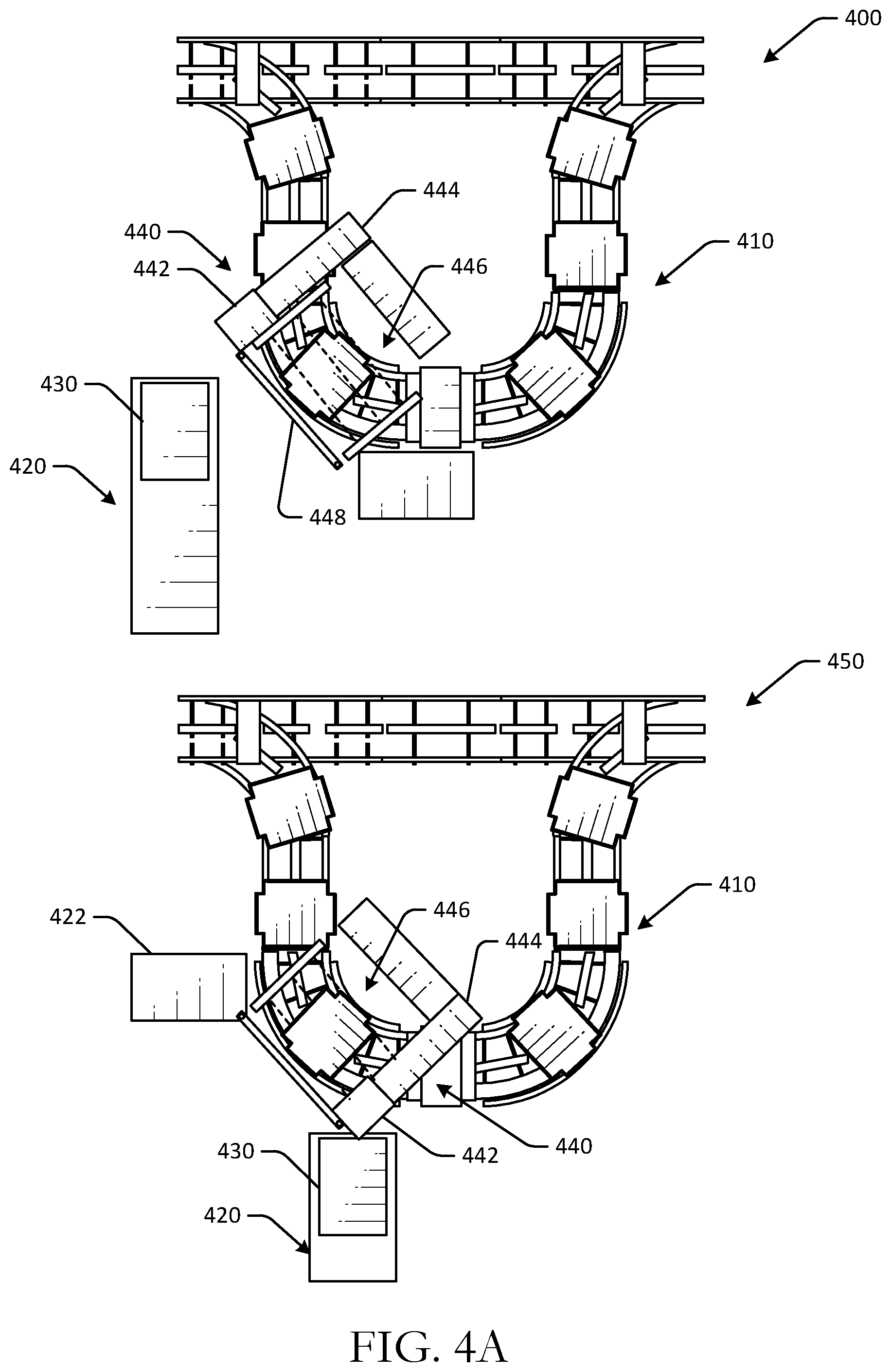 Patent US12304753 Figure 4 – Rapid braking of shuttles powered by electromagnets
