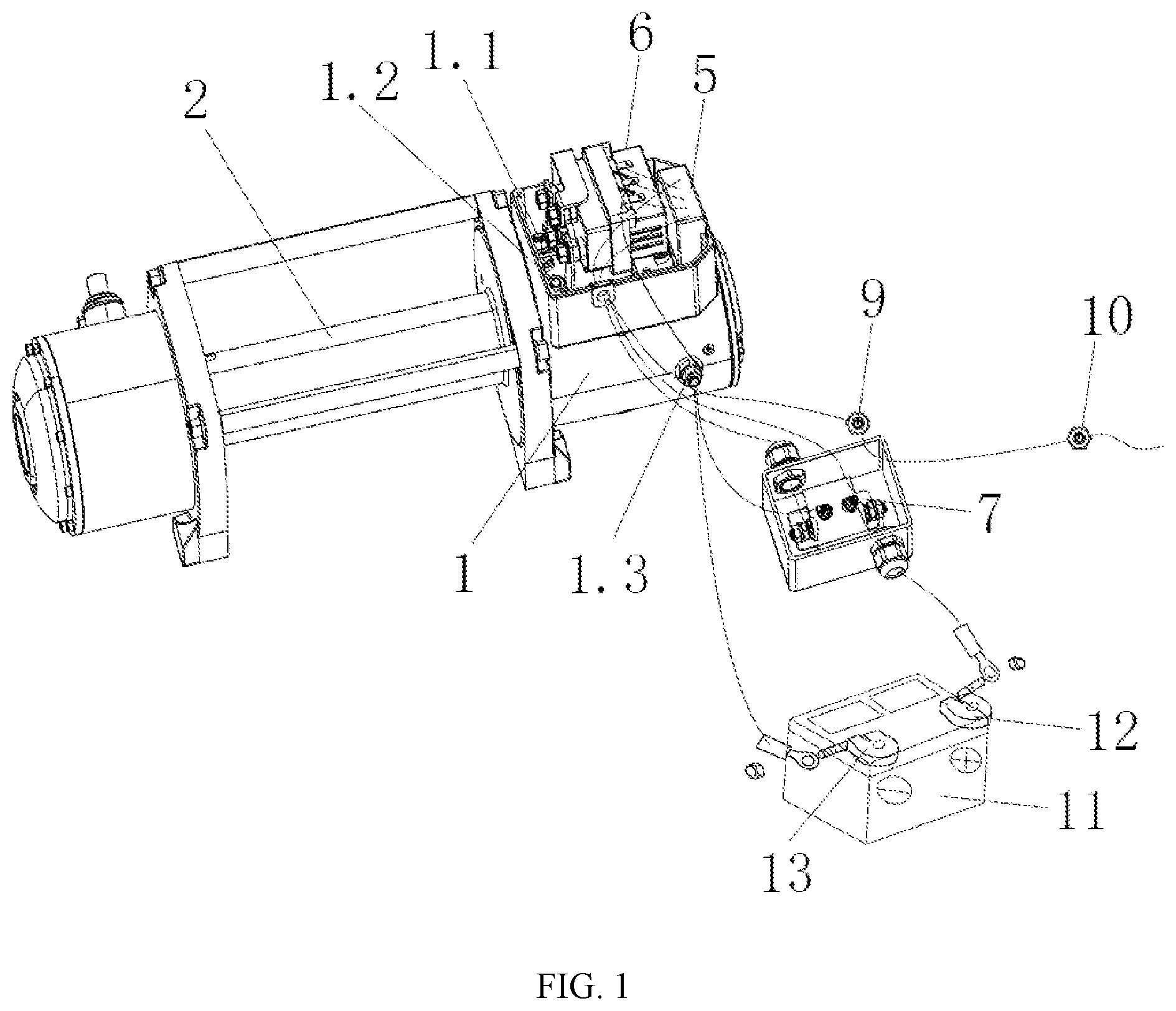 Patent US12304783 — High-safety electric capstan — Figure 1