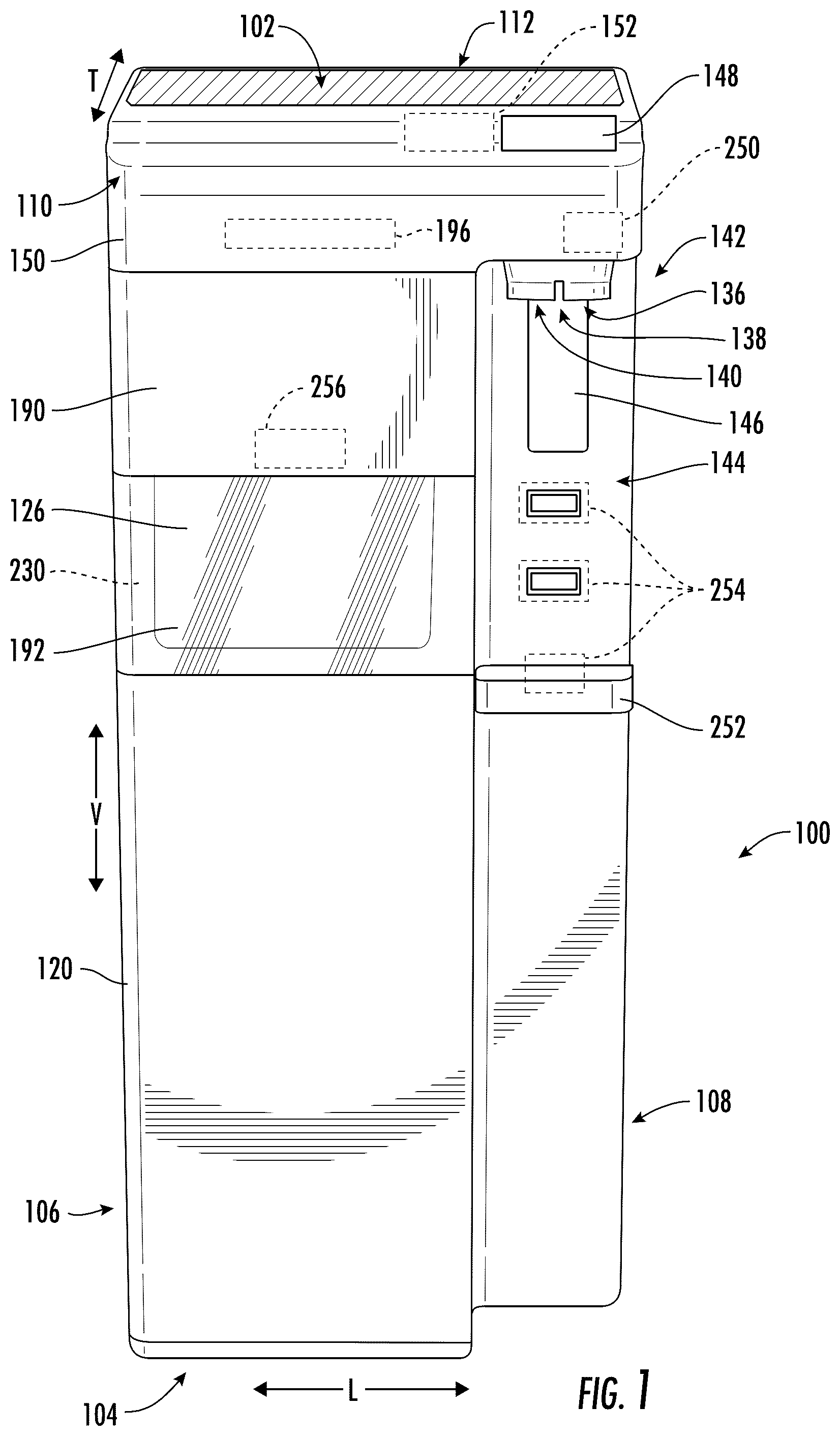 Patent US12304799 — Beverage-dispensing appliance having a chilled carbonator — Figure 1