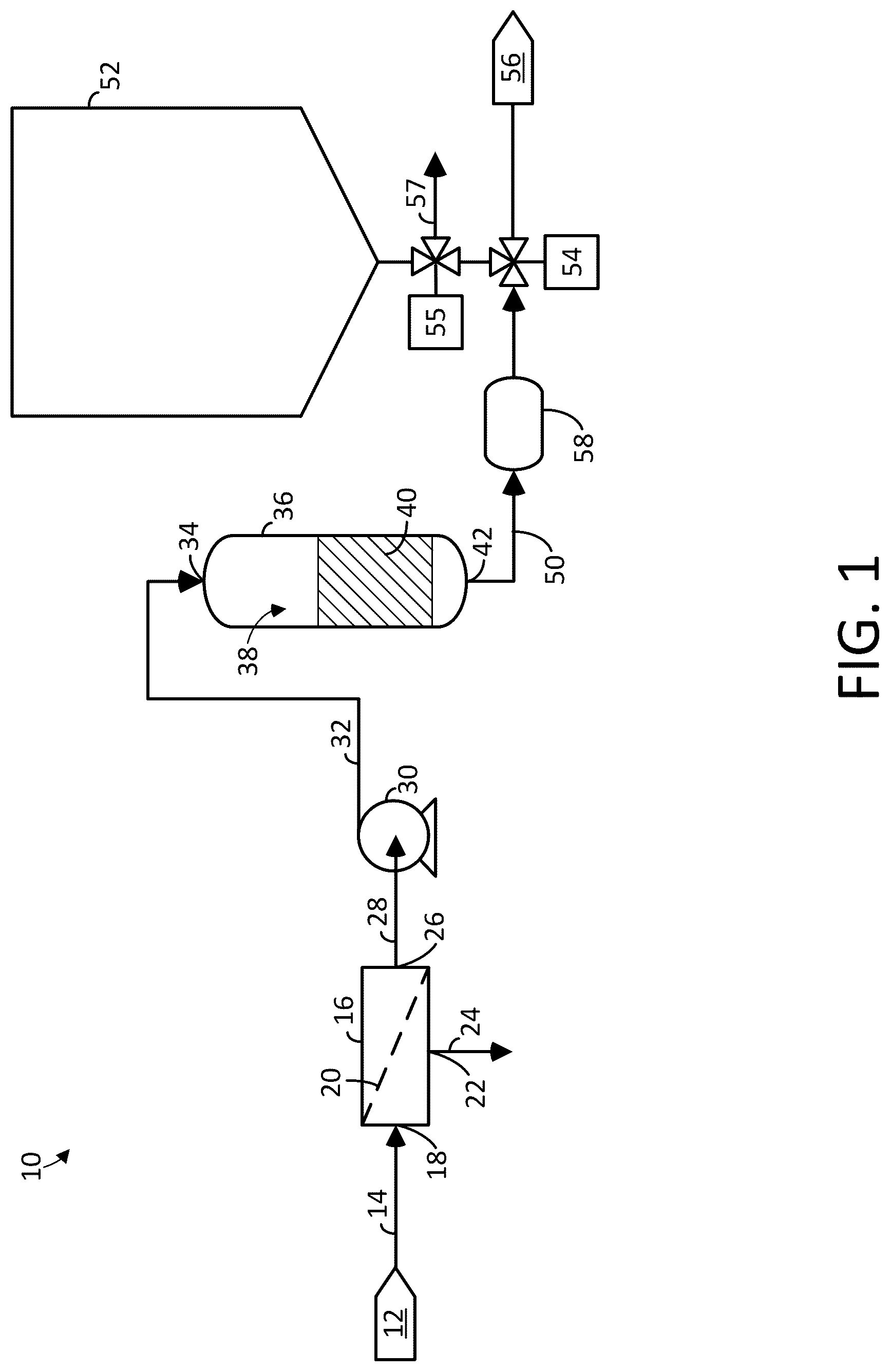 Patent US12304839 Figure 1 – System and method for remineralizing a fluid