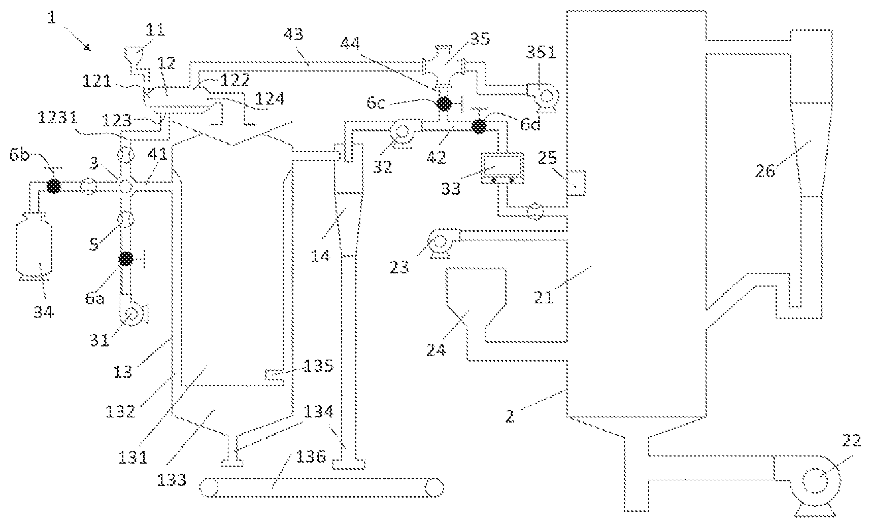 Patent US12305121 — Control method for a system having reduced nitrogen oxide emissions and for use in a carbon negative emission method — Figure 1