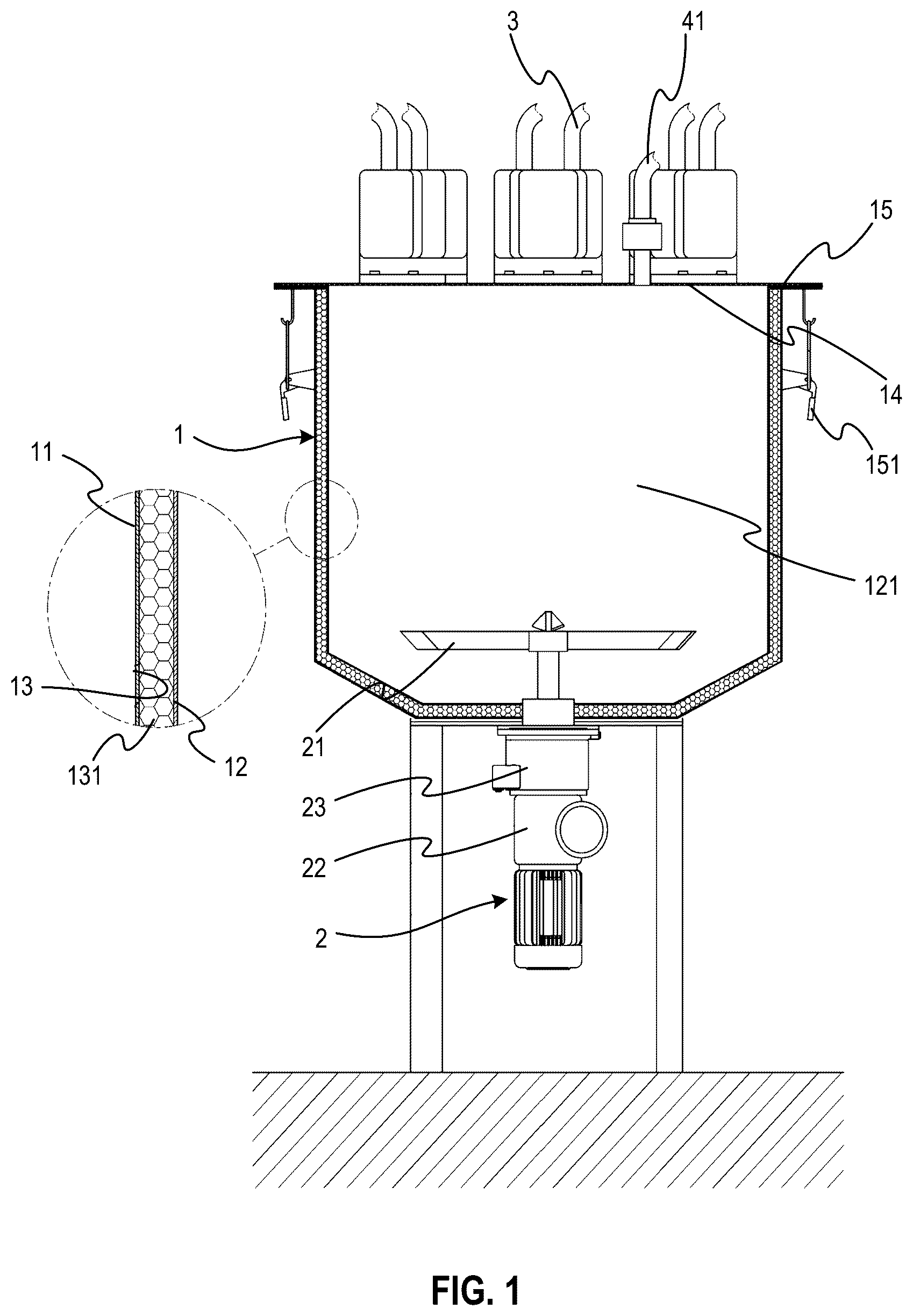 Patent US12305122 — Device to recycle material and related systems and methods — Figure 1