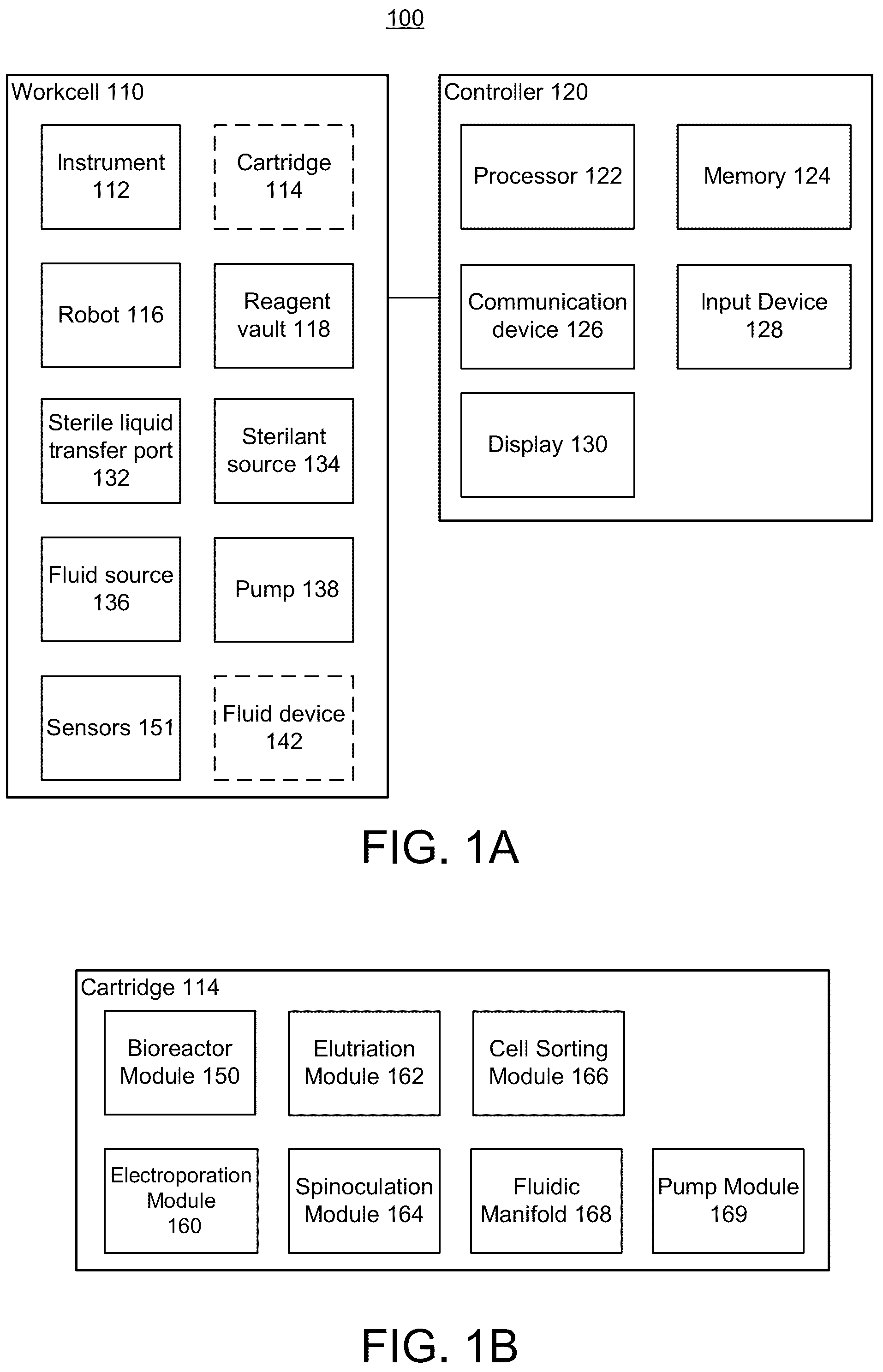Patent US12305156 — Systems, devices, and methods for fluid control in a cell processing system — Figure 1
