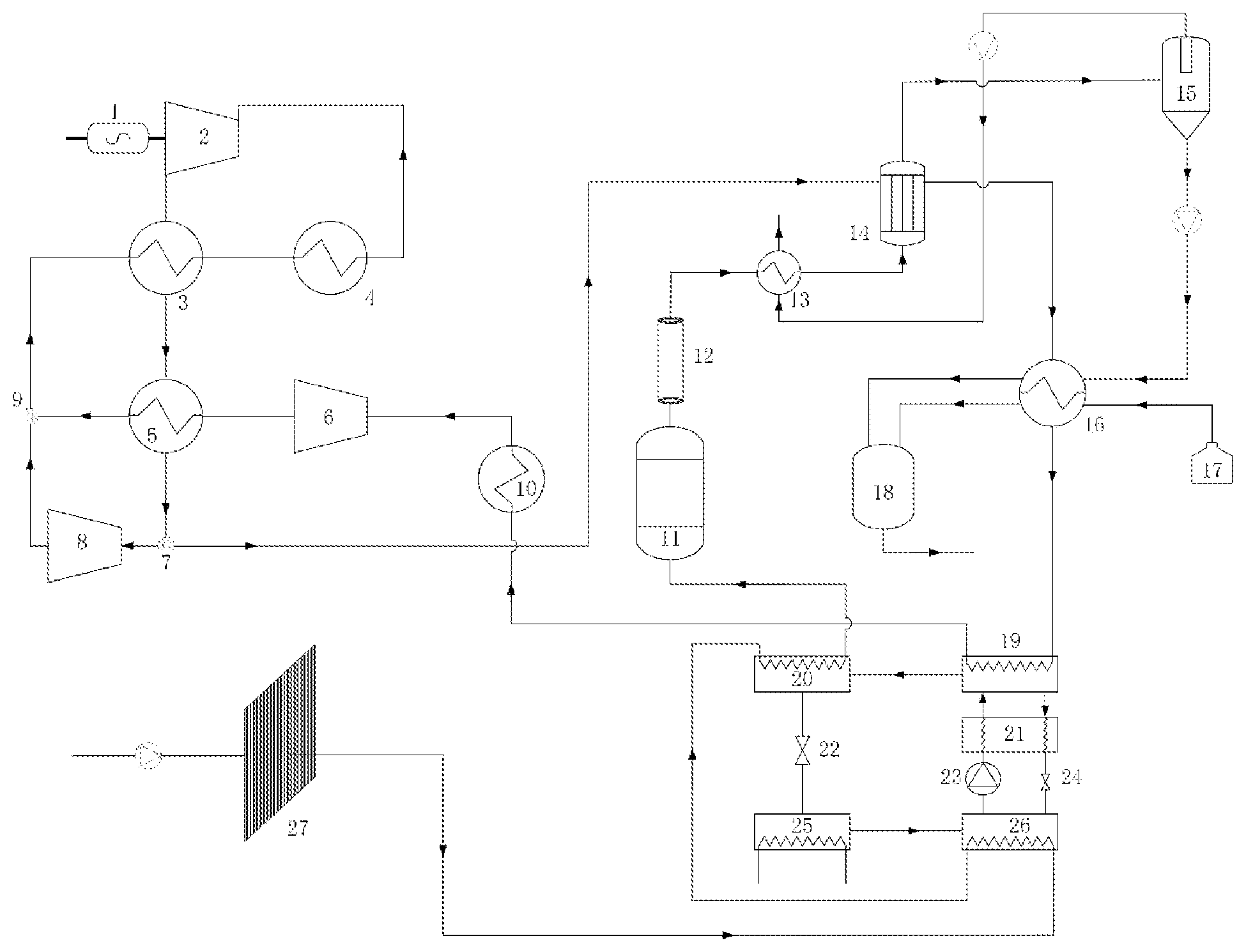 Patent US12305259 — Coupling system of supercritical carbon dioxide cycle power generation and lithium extraction from brine — Figure 1