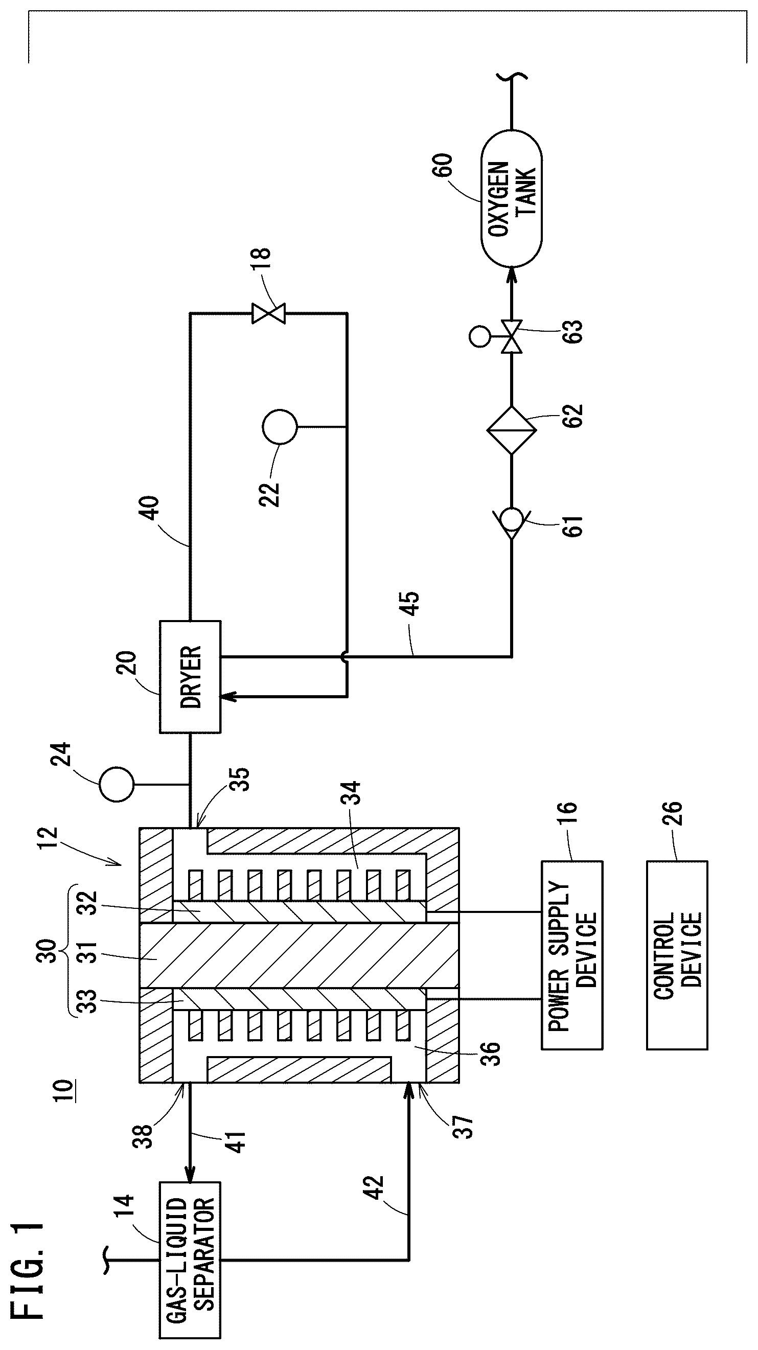 Patent US12305302 — Water electrolysis system — Figure 1