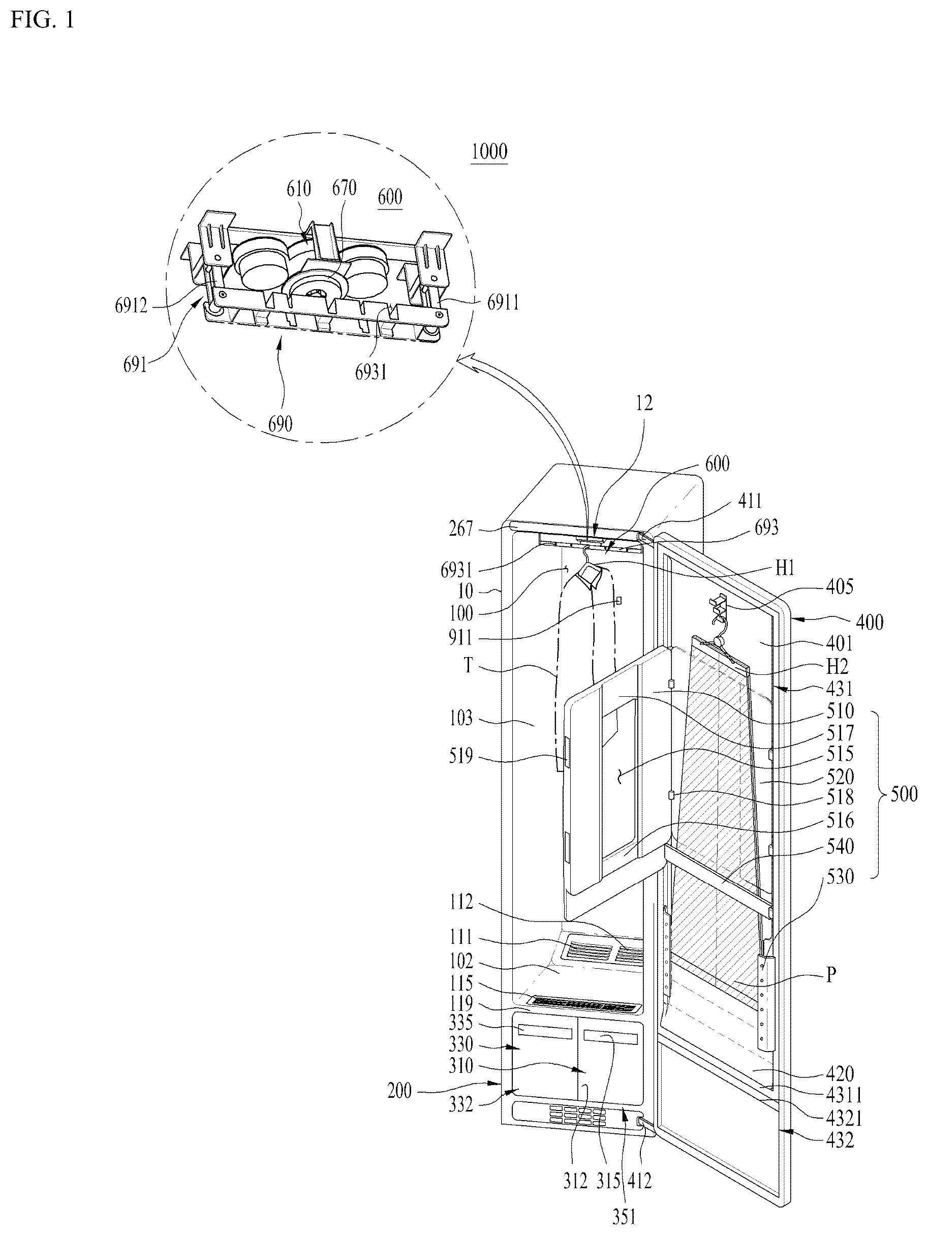 Patent US12305323 — Clothes treatment apparatus — Figure 1