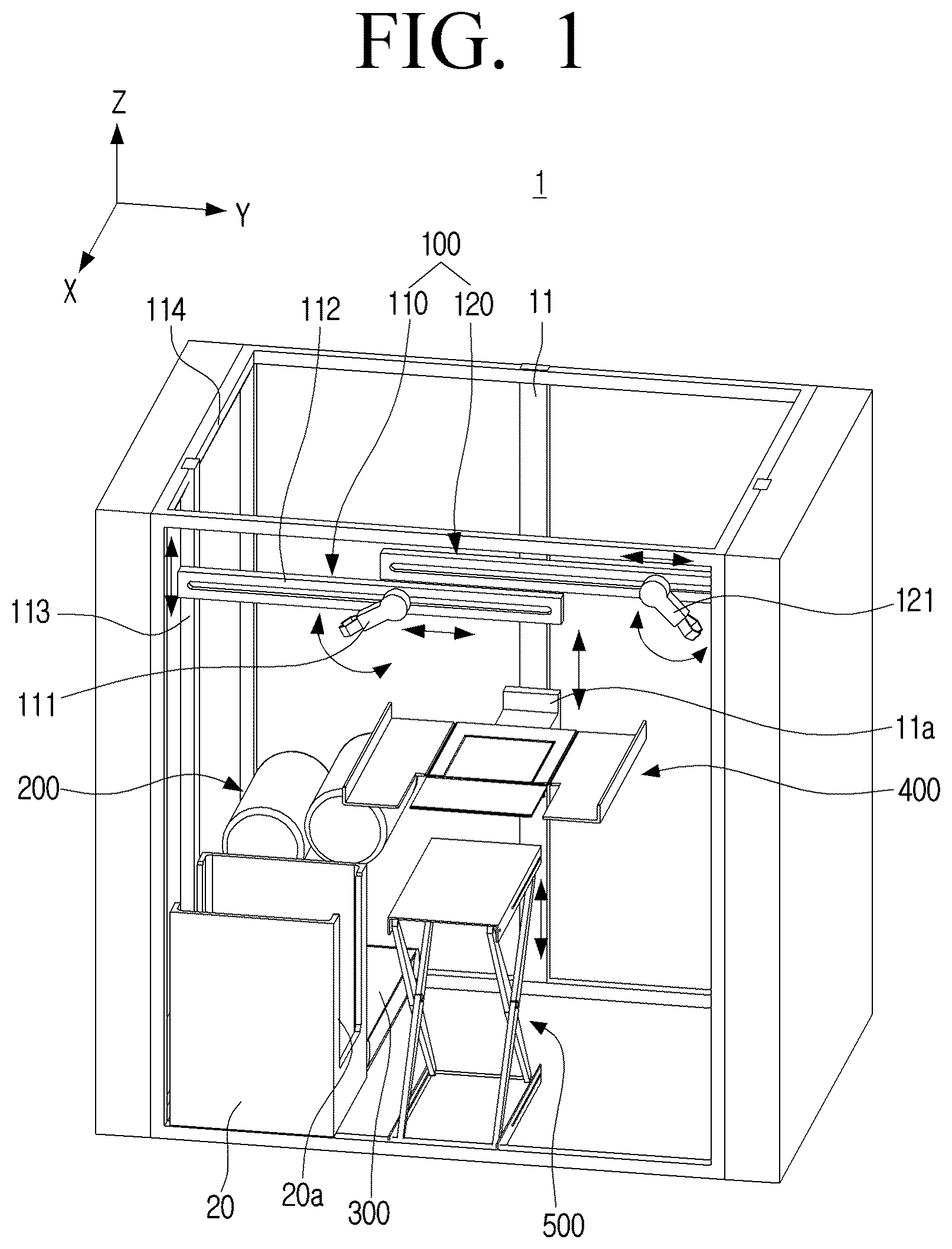 Patent US12305324 Figure 1 – Clothing classification apparatus and clothing organizing apparatus including same