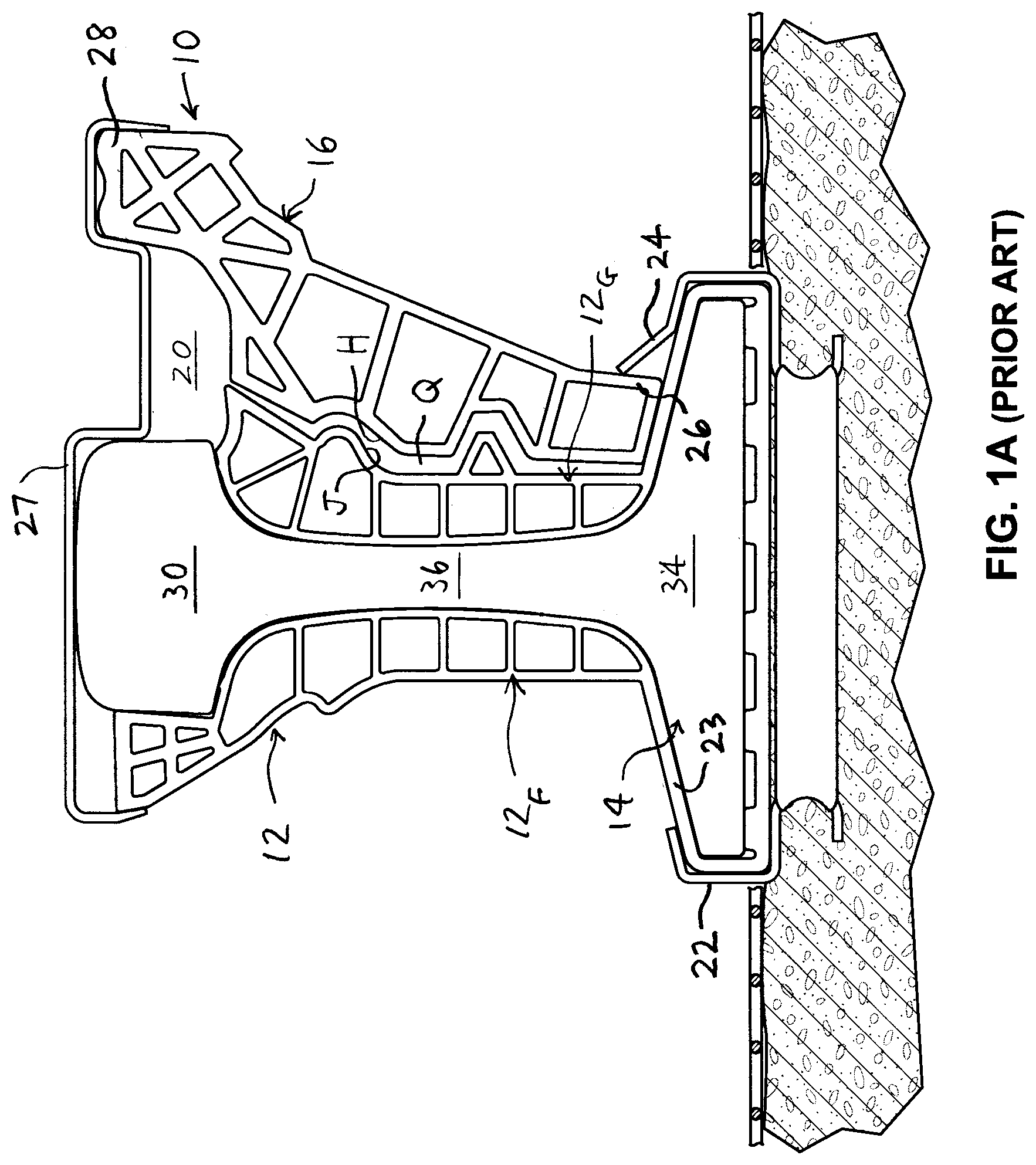 Patent US12305338 — One-piece rail boot with integrated flangeway former — Figure 1