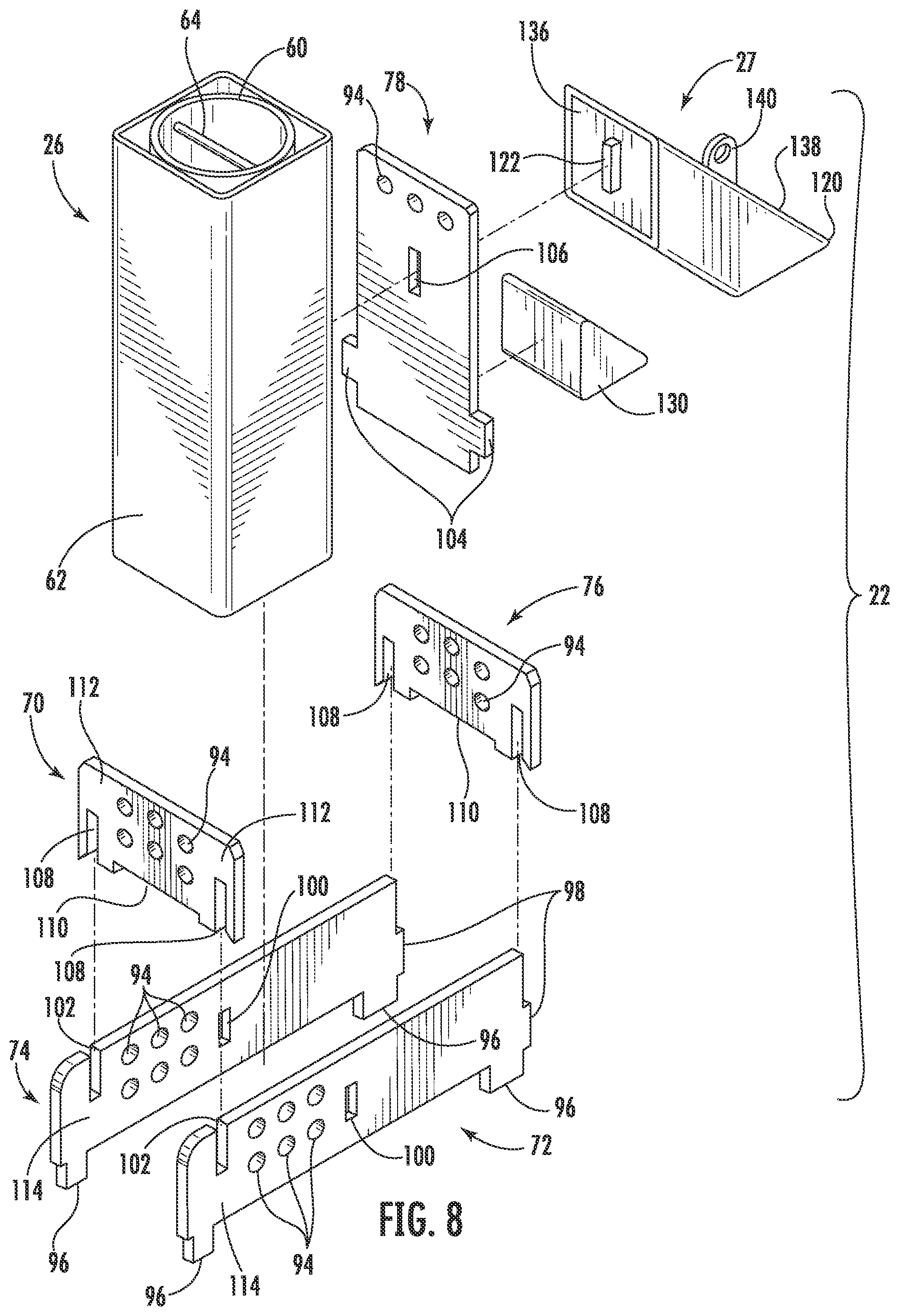 Patent US12305345 Figure 6 – Shallow-mount braced-post barrier