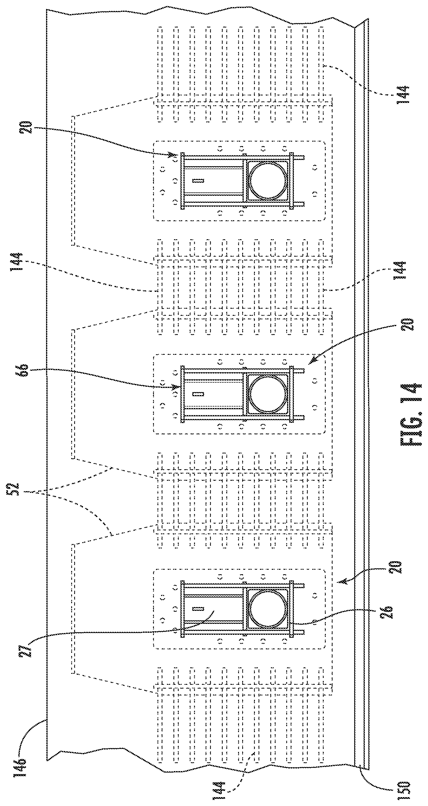 Patent US12305345 Figure 11 – Shallow-mount braced-post barrier