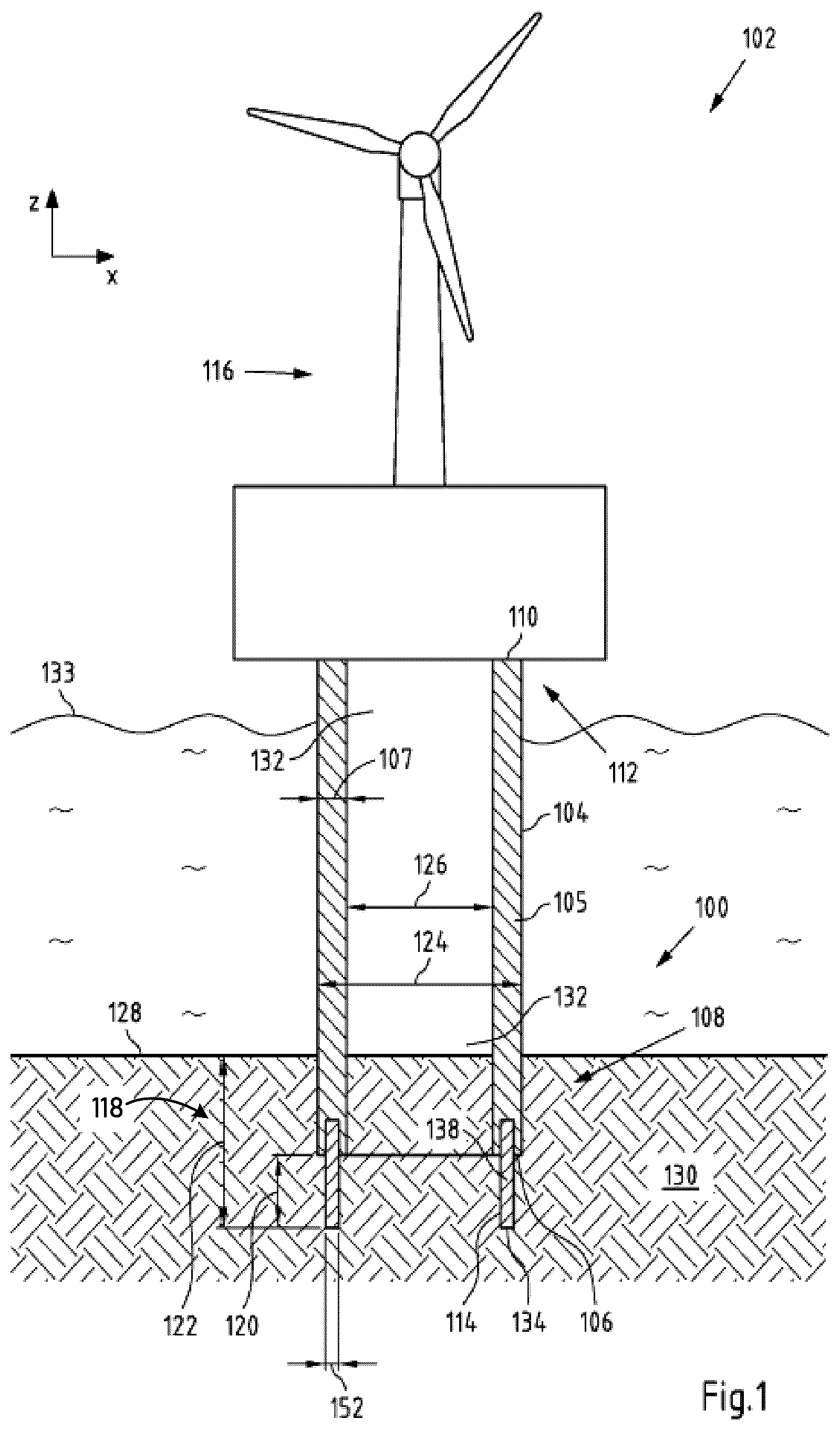 Patent US12305348 — Foundation for an offshore structure — Figure 1