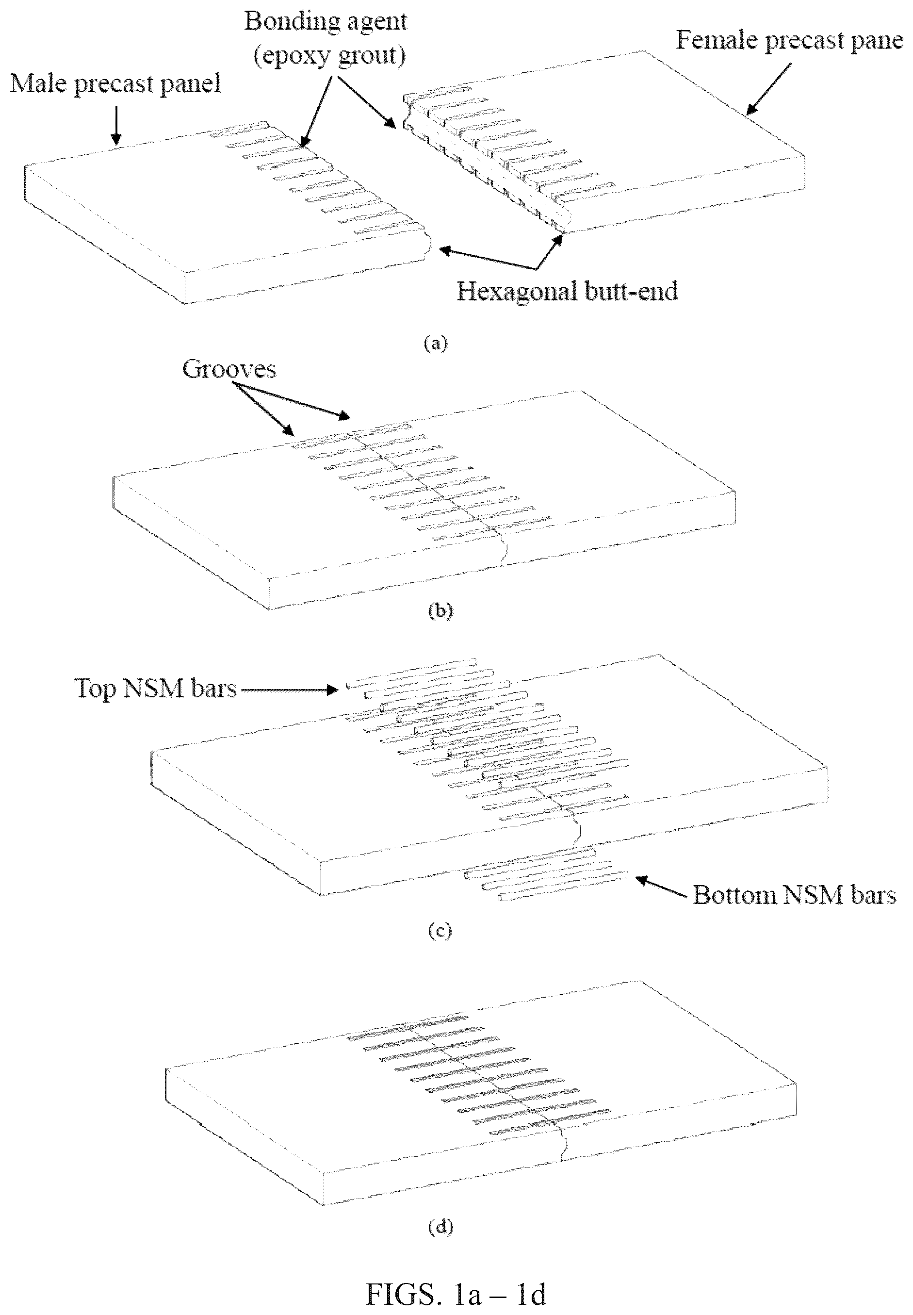 Patent US12305381 — Connection of precast concrete panels and walls using near surface mounted bars — Figure 1
