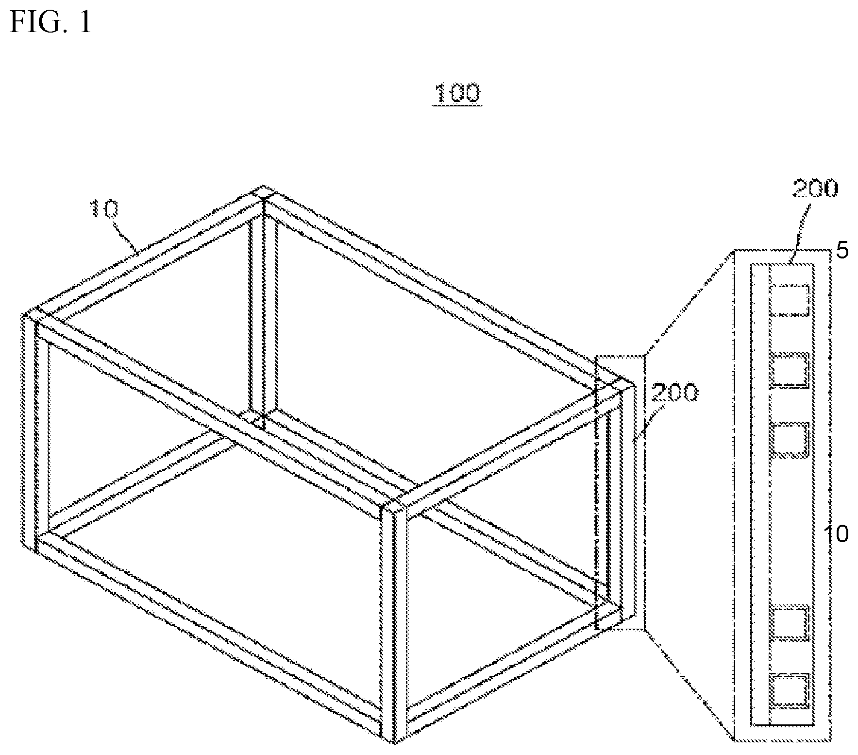 Patent US12305382 Figure 1 – Prefabricated modular unit assembly