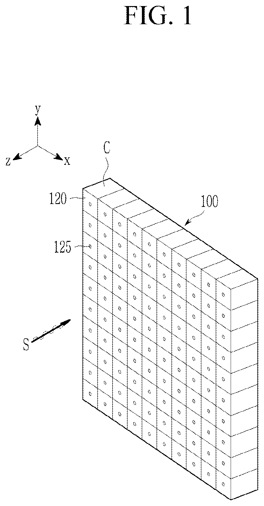 Patent US12305387 — Sound absorbing device — Figure 1