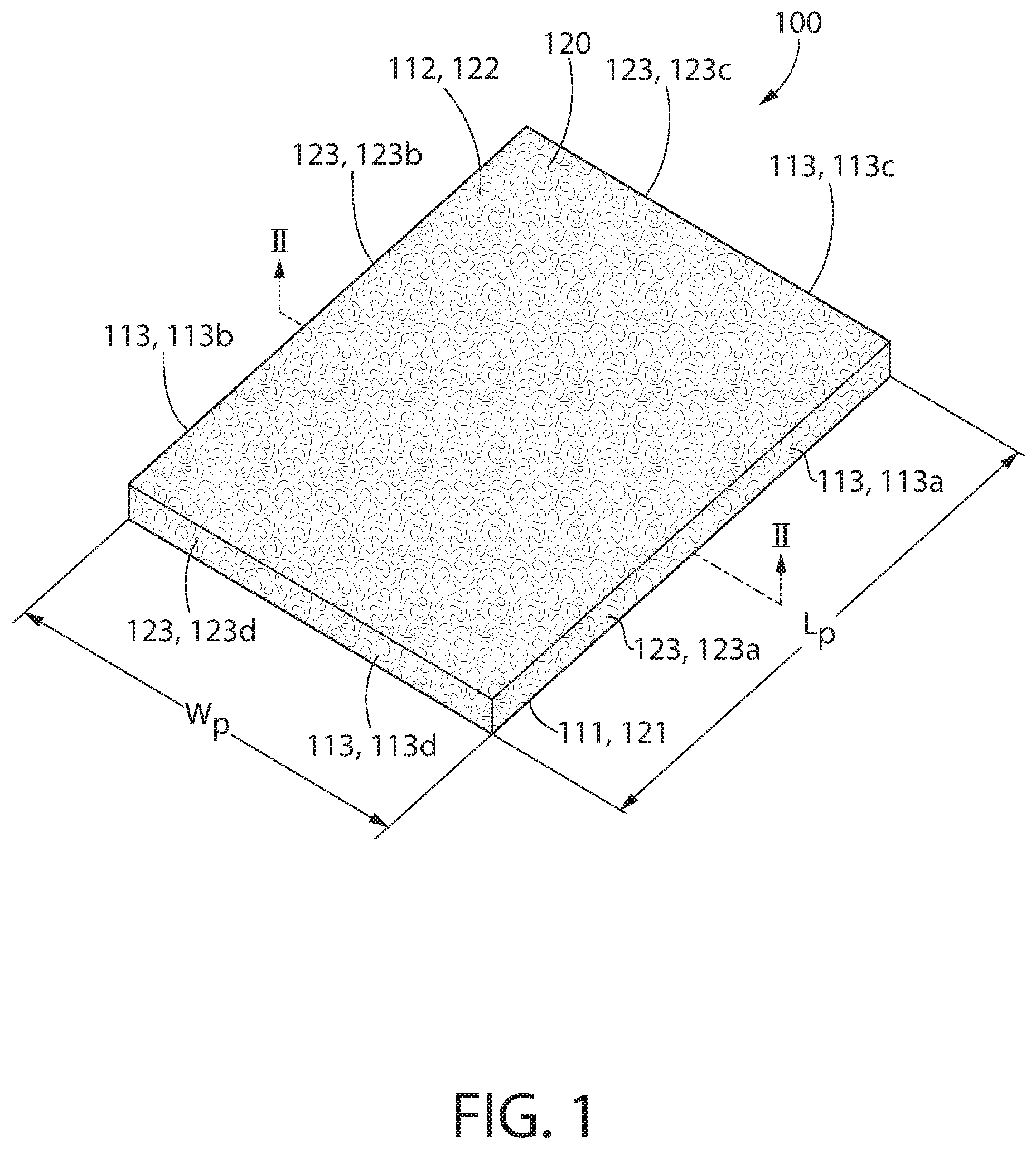 Patent US12305390 Figure 1 – Sag resistant acoustical ceiling panel with a filled latex binder system that enhances strength and durability