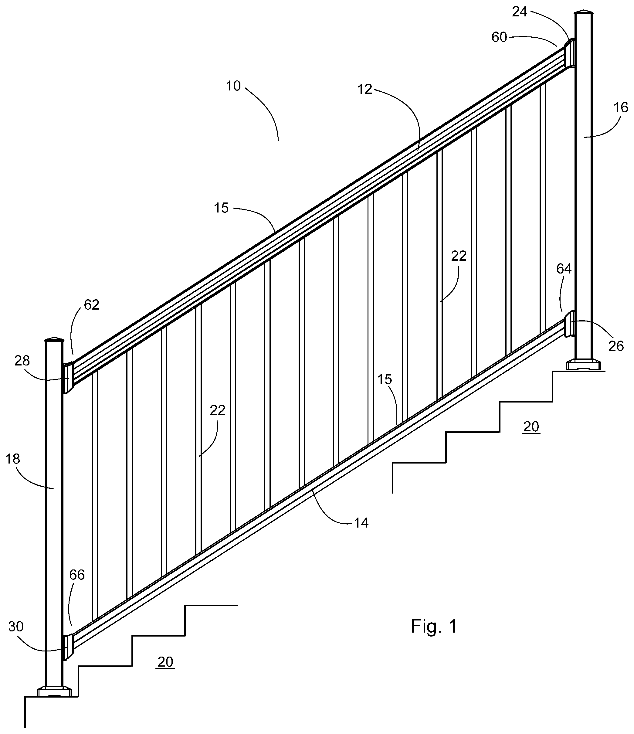 Patent US12305404 — Bracket for stair railings — Figure 1