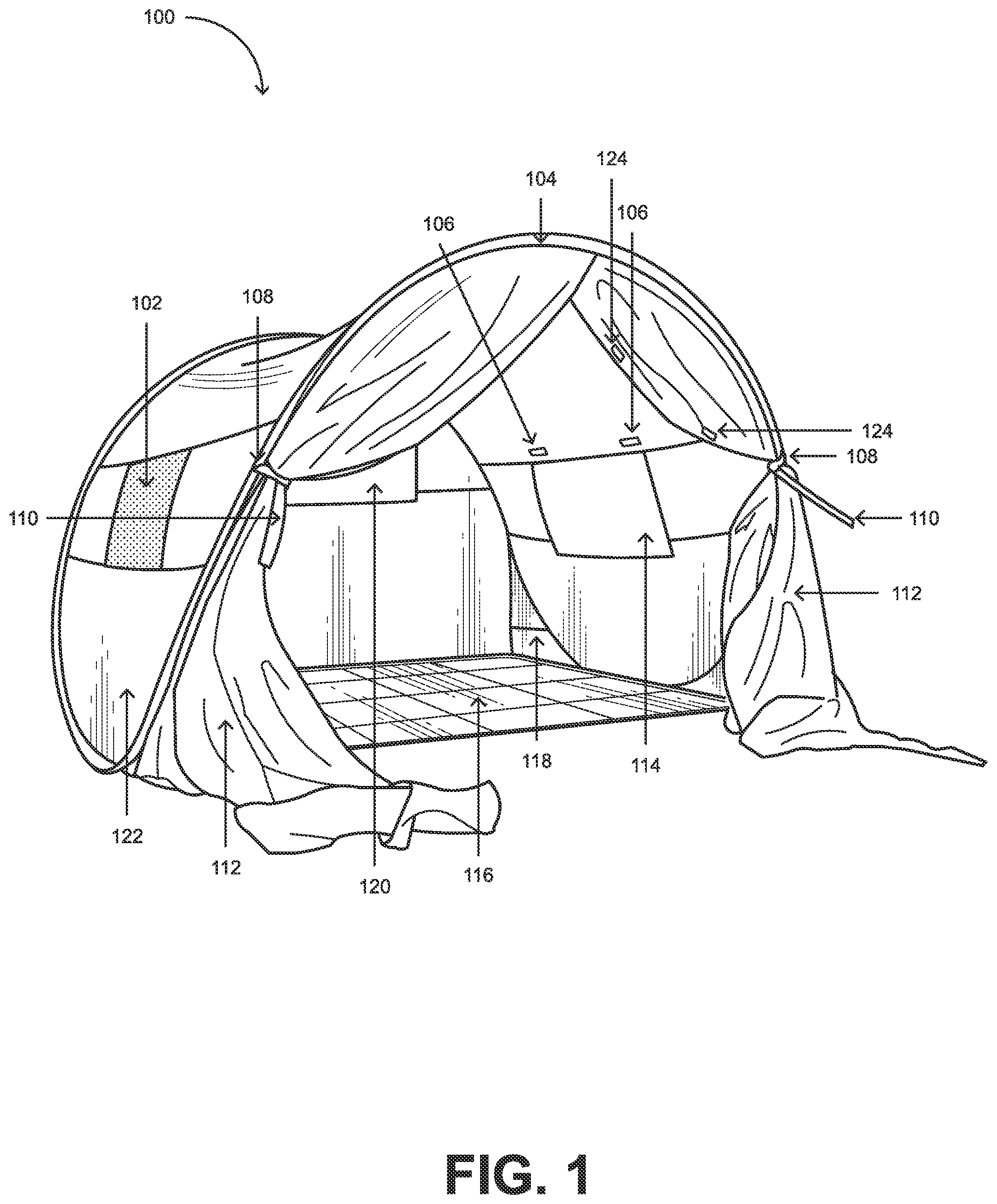 Patent US12305414 — Portable light blocking den — Figure 1