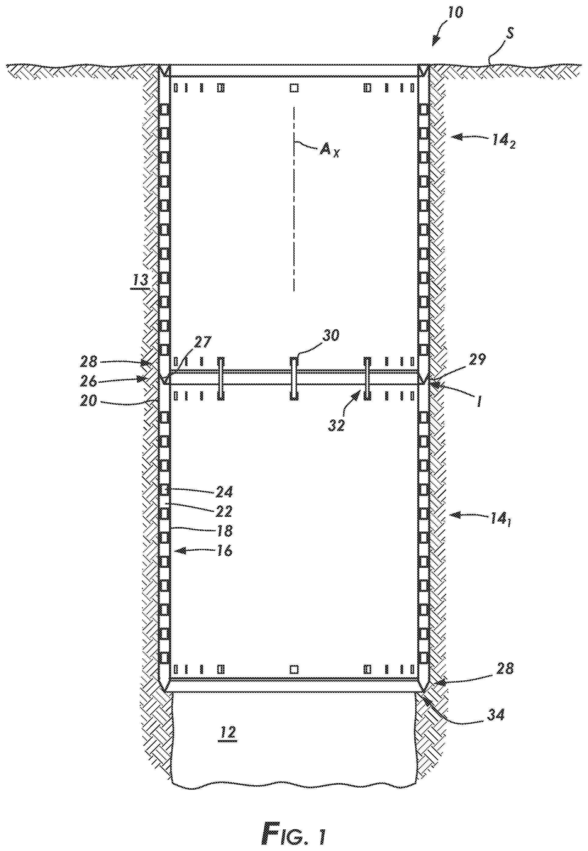 Patent US12305464 — Well cellar with closed contour structured wall — Figure 1