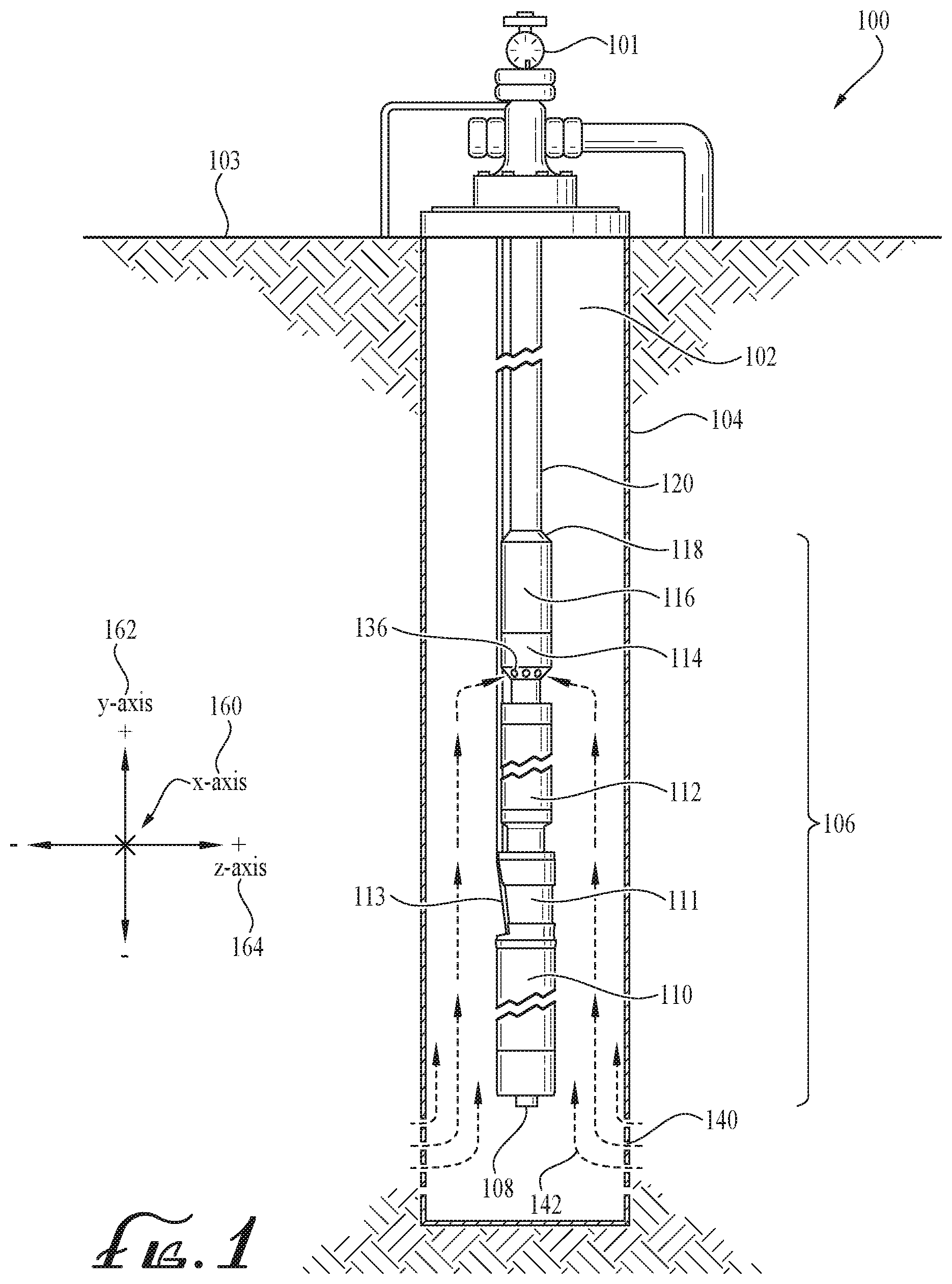 Patent US12305494 — High volume axial flow electric submersible pump (ESP) pump stage — Figure 1