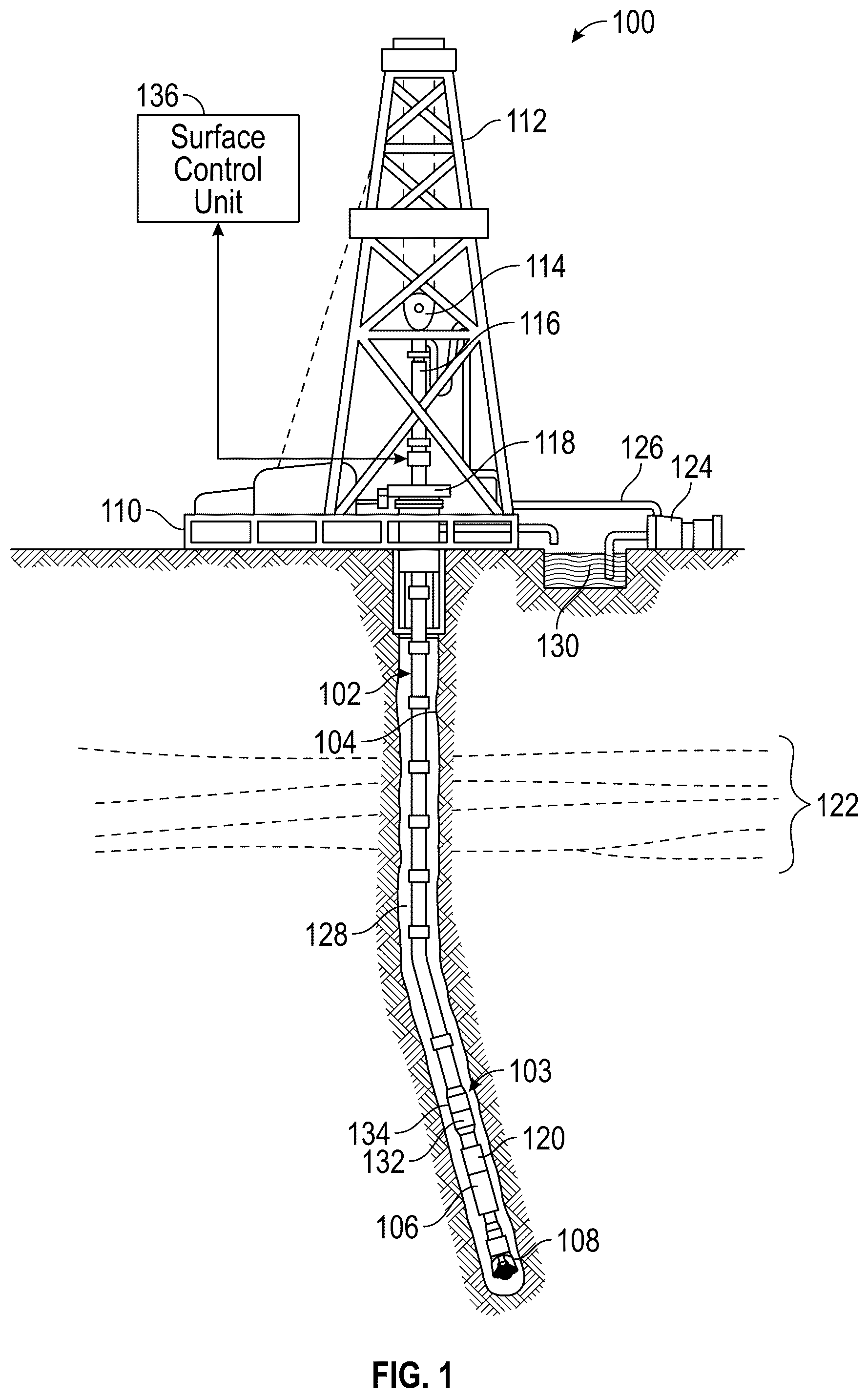 Patent US12305511 — Drilling system with mud motor and annular flow restrictor — Figure 1
