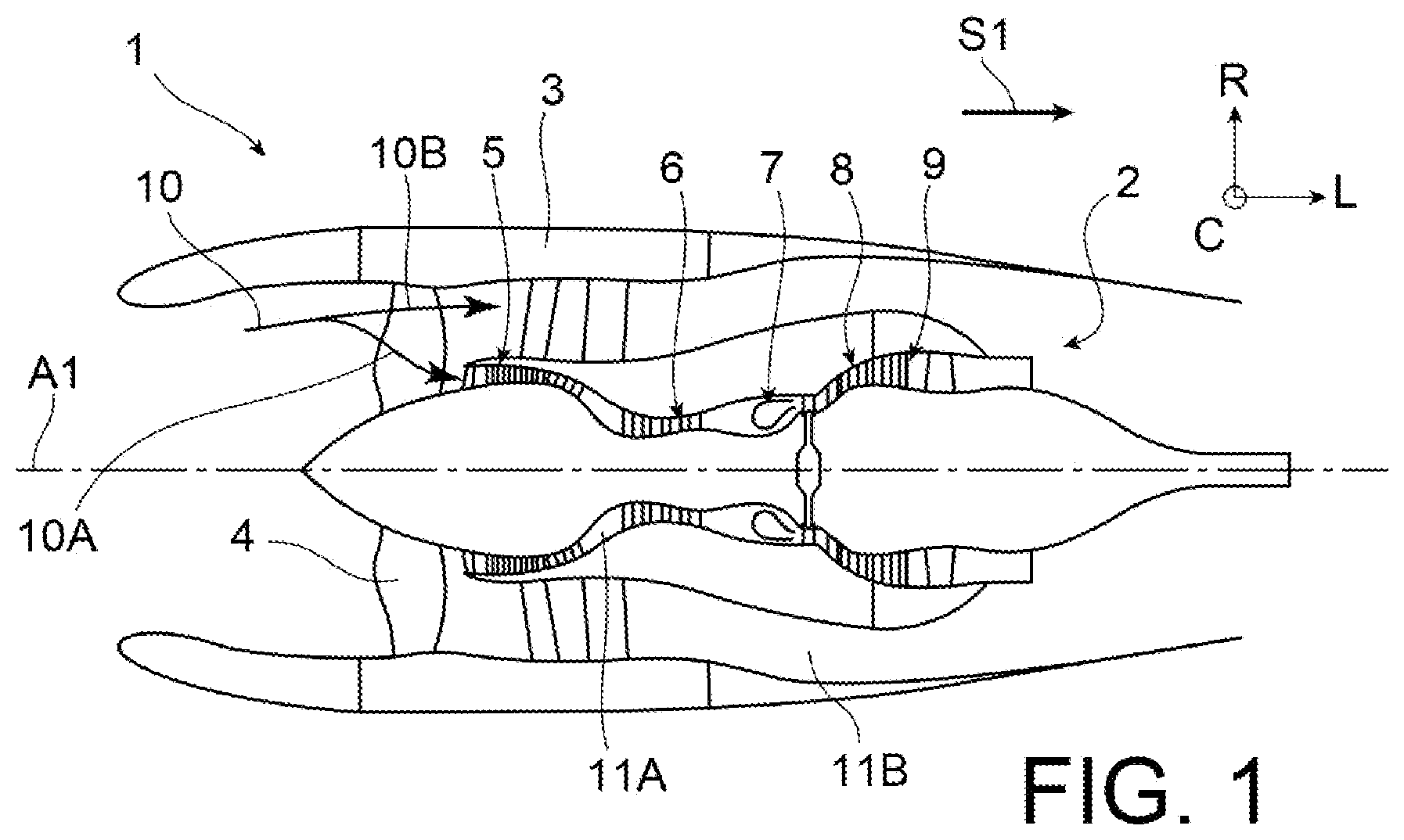 Patent US12305515 — Device for sealing and reinjecting a bypass flow for a turbine nozzle — Figure 1