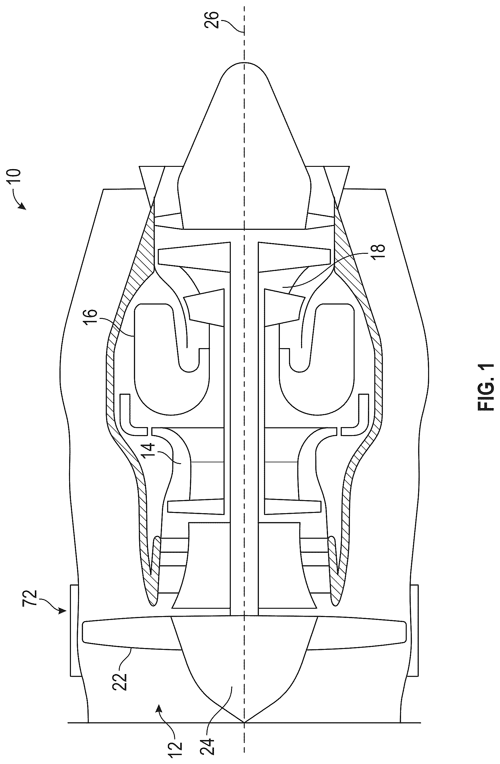 Patent US12305524 — Containment ring for gas turbine engine — Figure 1