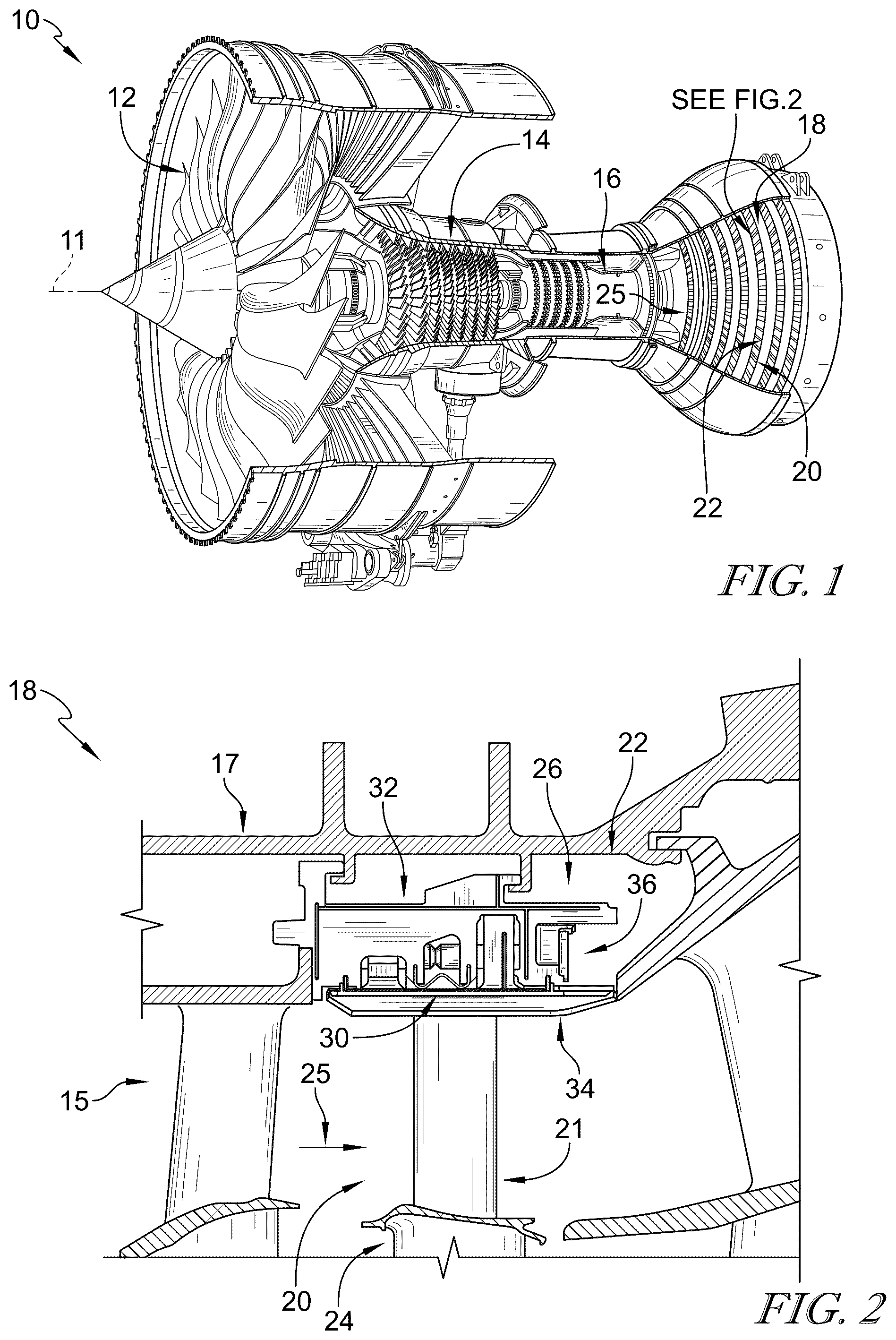 Patent US12305525 — Turbine shroud assemblies with rod seal and strip seals — Figure 1