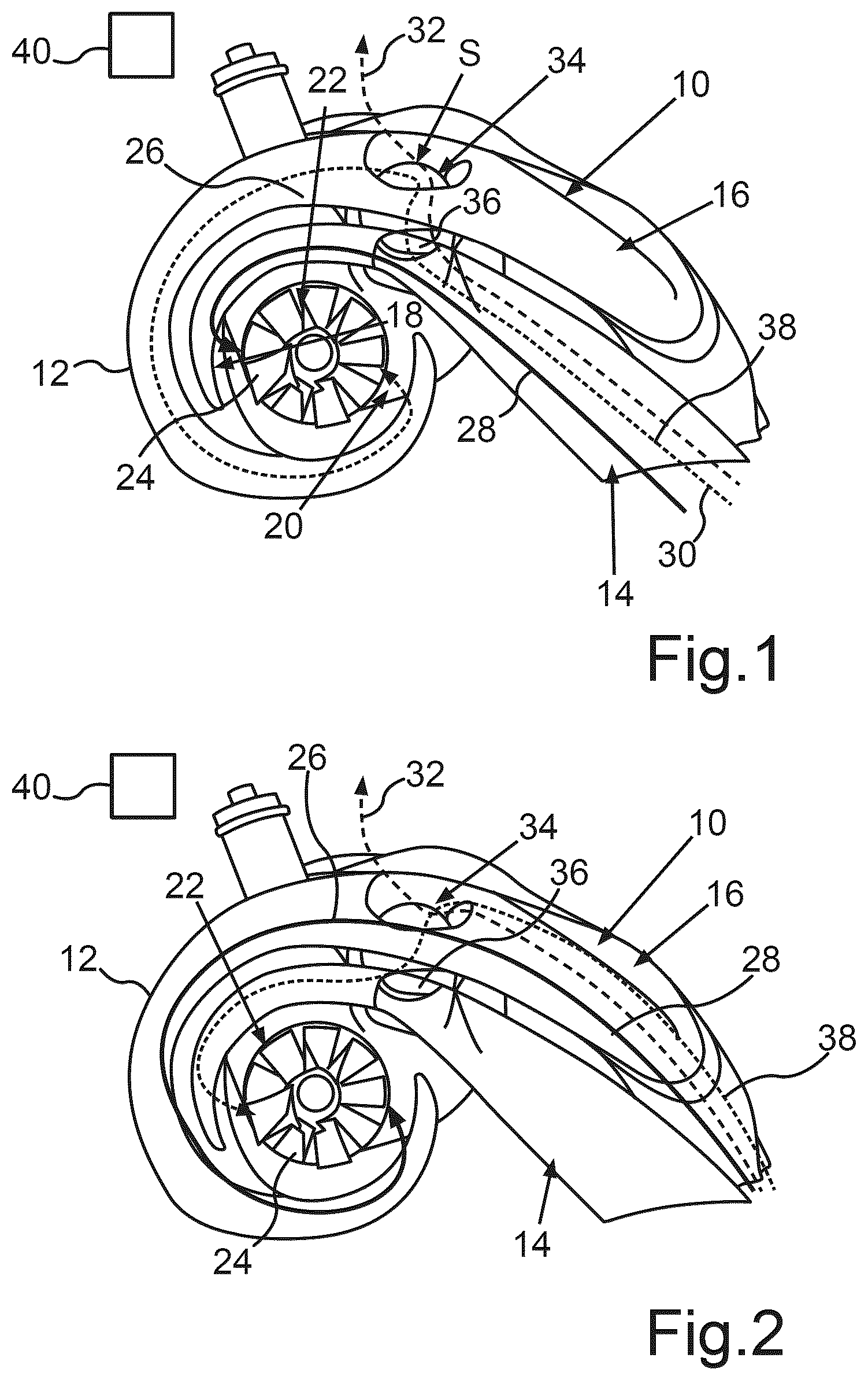 Patent US12305566 — Turbine for an exhaust gas turbocharger, in particular of a motor vehicle, and internal combustion engine — Figure 1