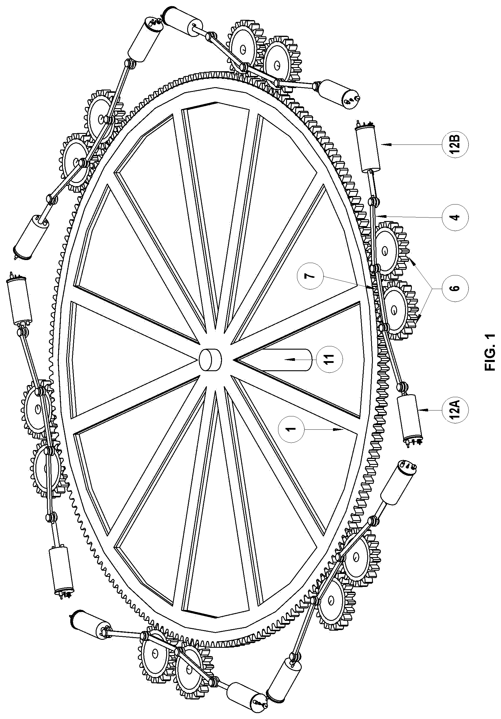 Patent US12305568 — Mechanical leverage to generate torque force to a rotary shaft — Figure 1