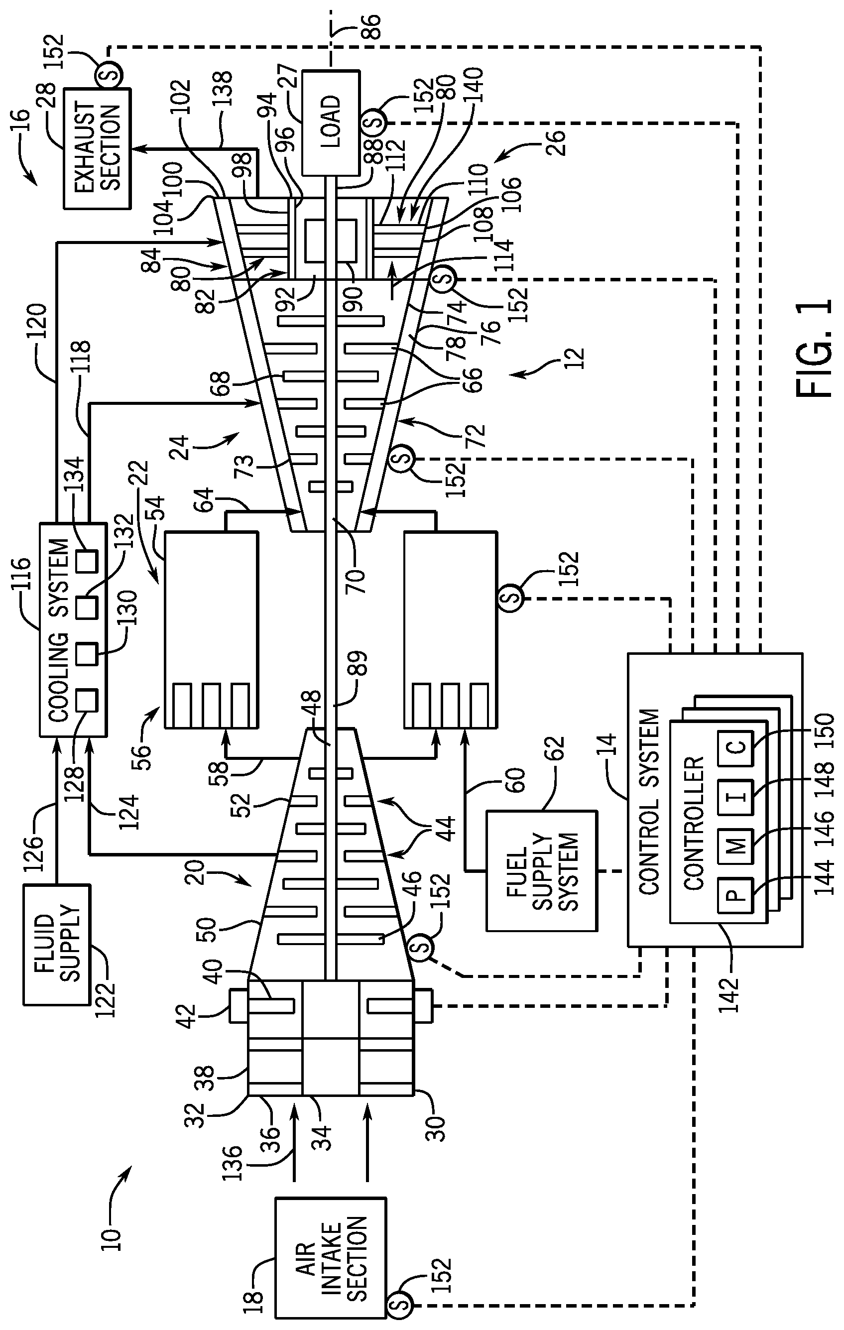 Patent US12305577 — System and method for insulating components in an exhaust gas flow from a gas turbine — Figure 1