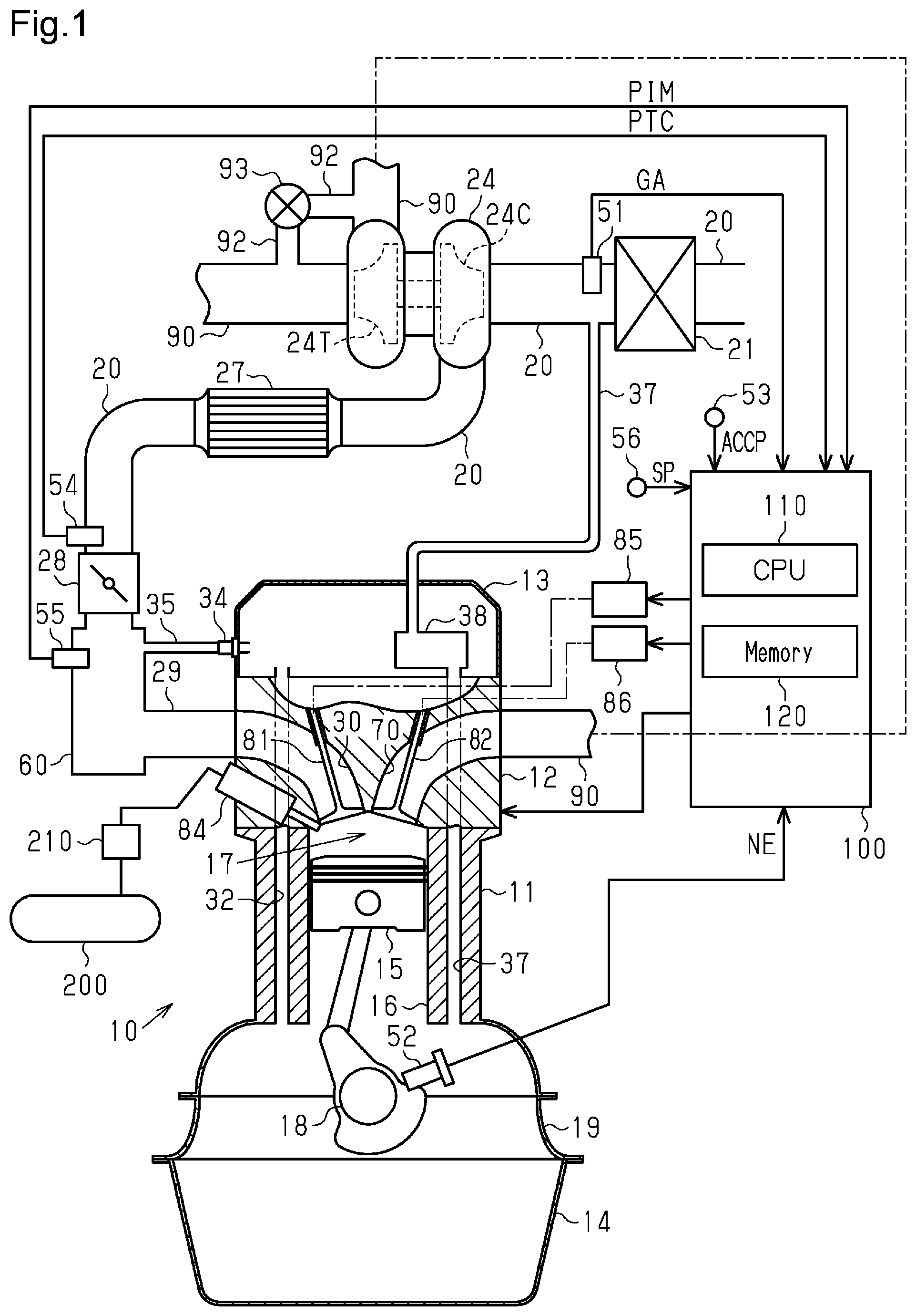 Patent US12305589 — Fuel injection control device for internal combustion engine — Figure 1