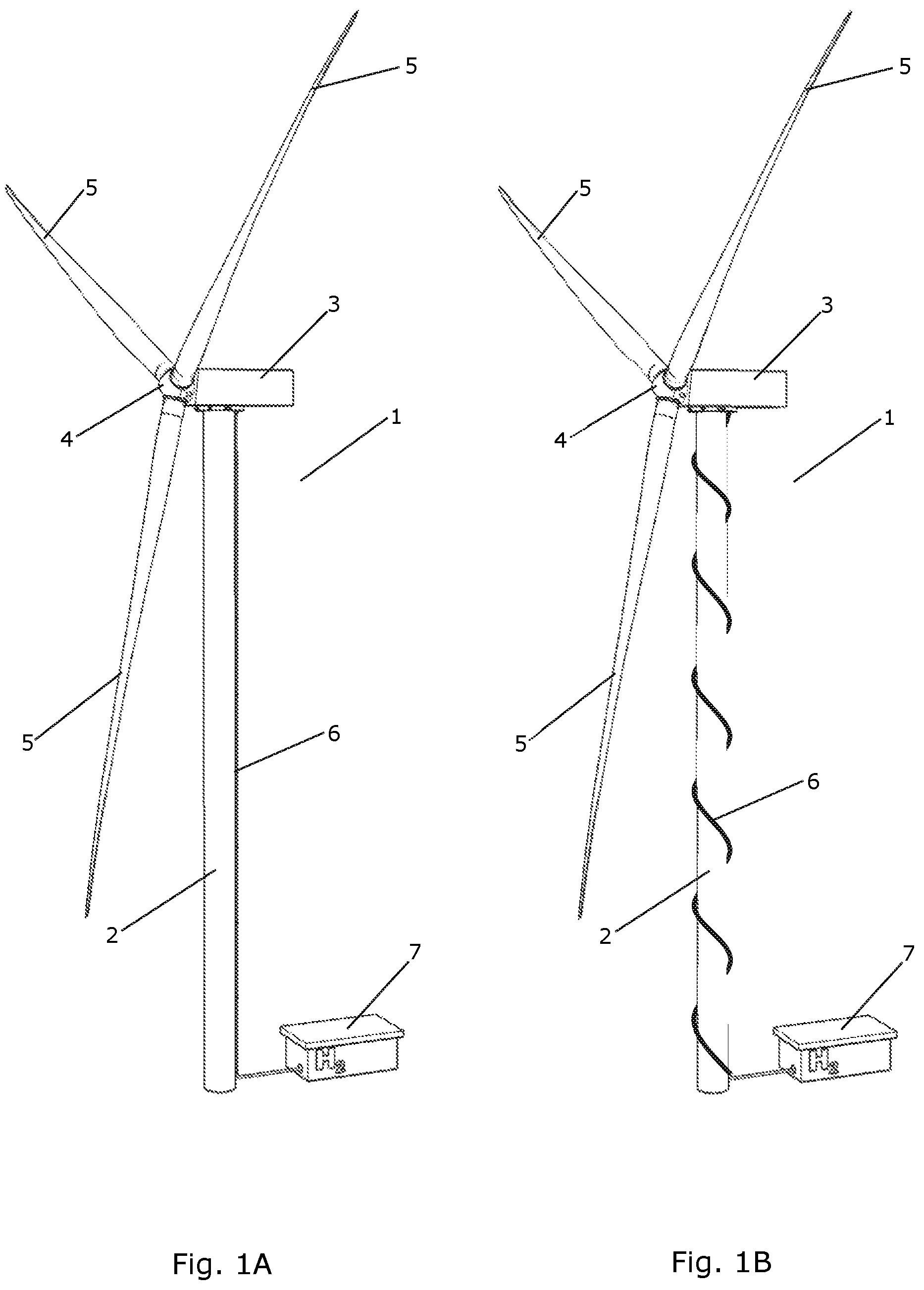 Patent US12305620 — Wind turbine with an up-tower electrolysis system — Figure 1