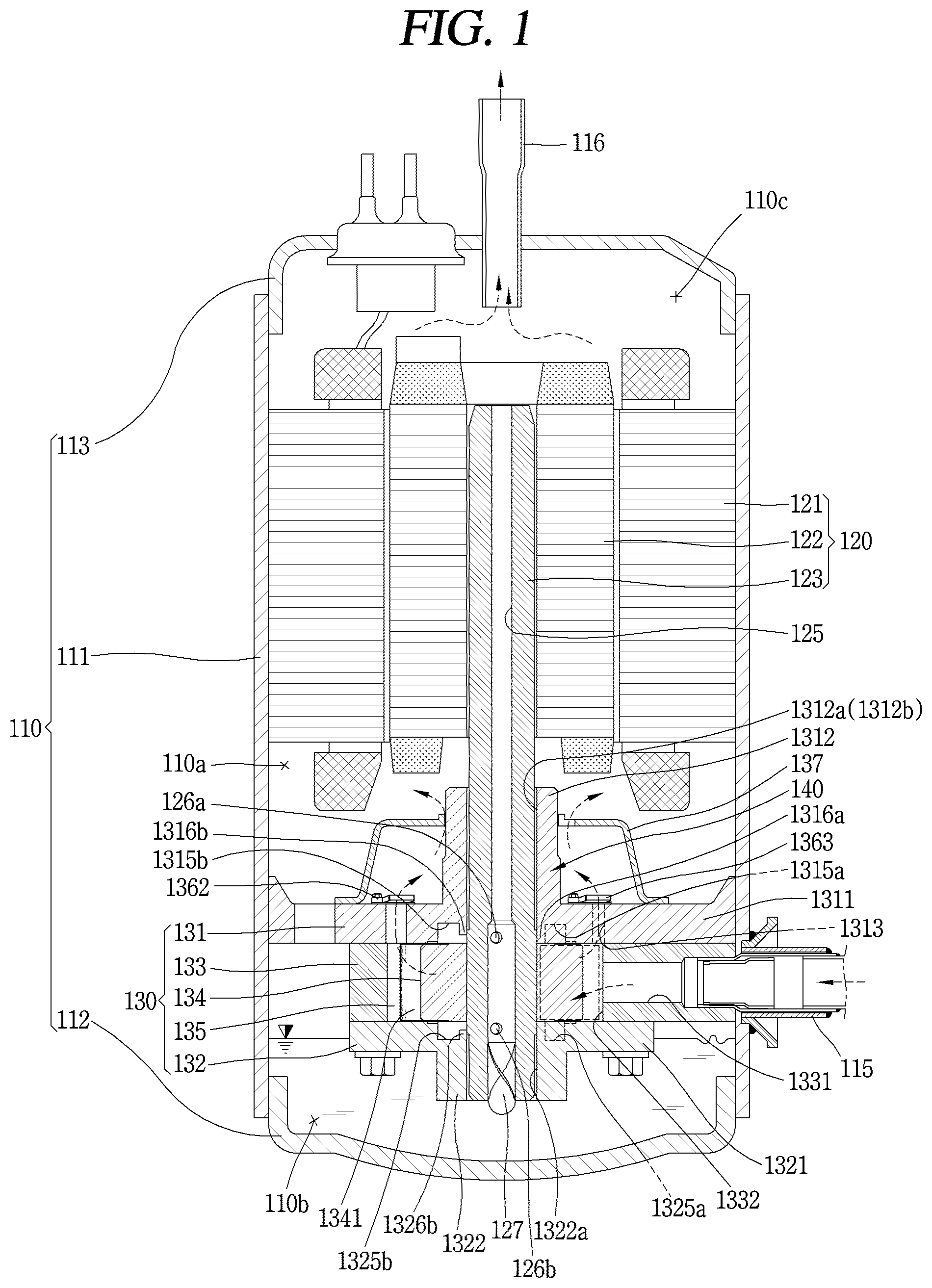 Patent US12305642 — Rotary compressor — Figure 1