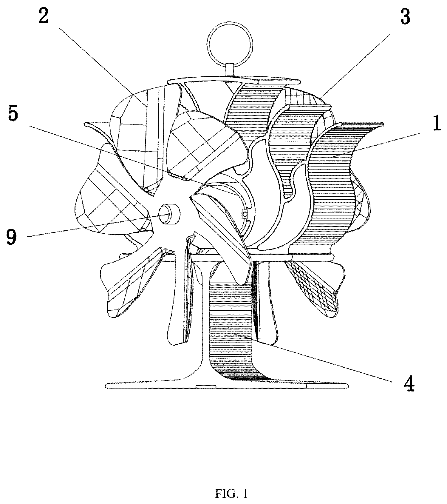 Patent US12305657 — Bidirectional blowing fireplace fan — Figure 1