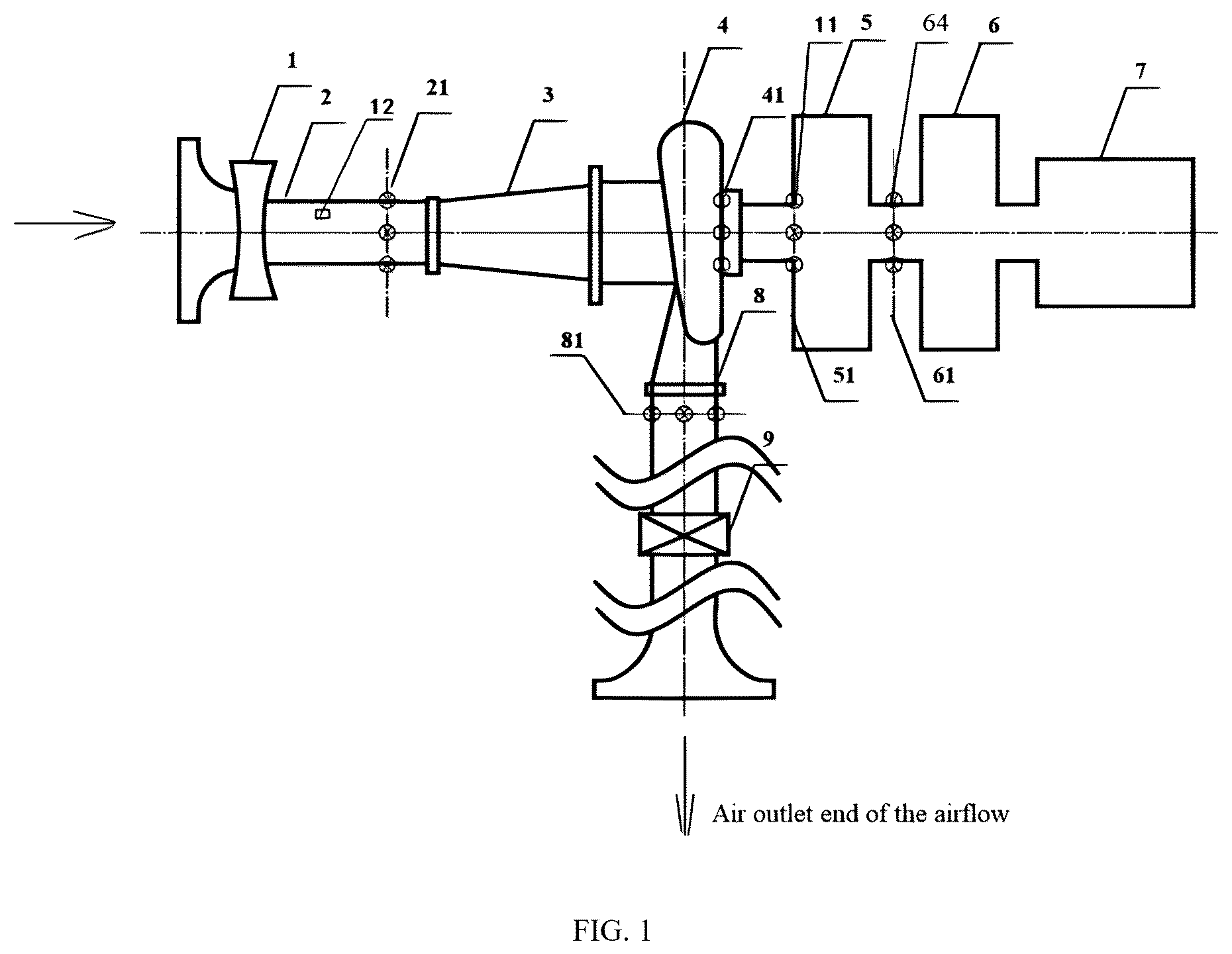 Patent US12305658 — Performance test bench device for centrifugal compressor under variable working condition of engine — Figure 1