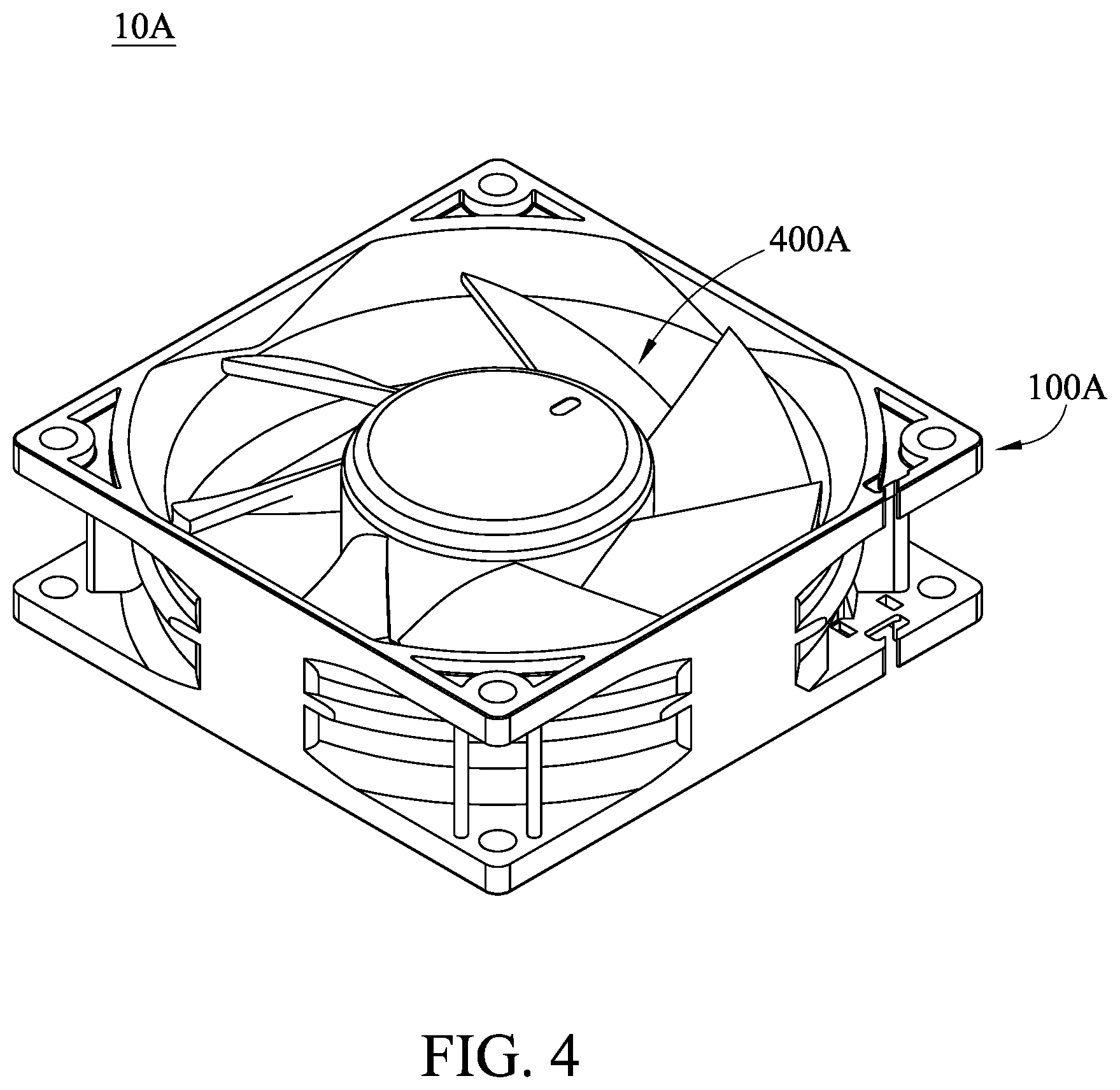 Patent US12305660 Figure 4 – Fan device with stability maintenance assembly