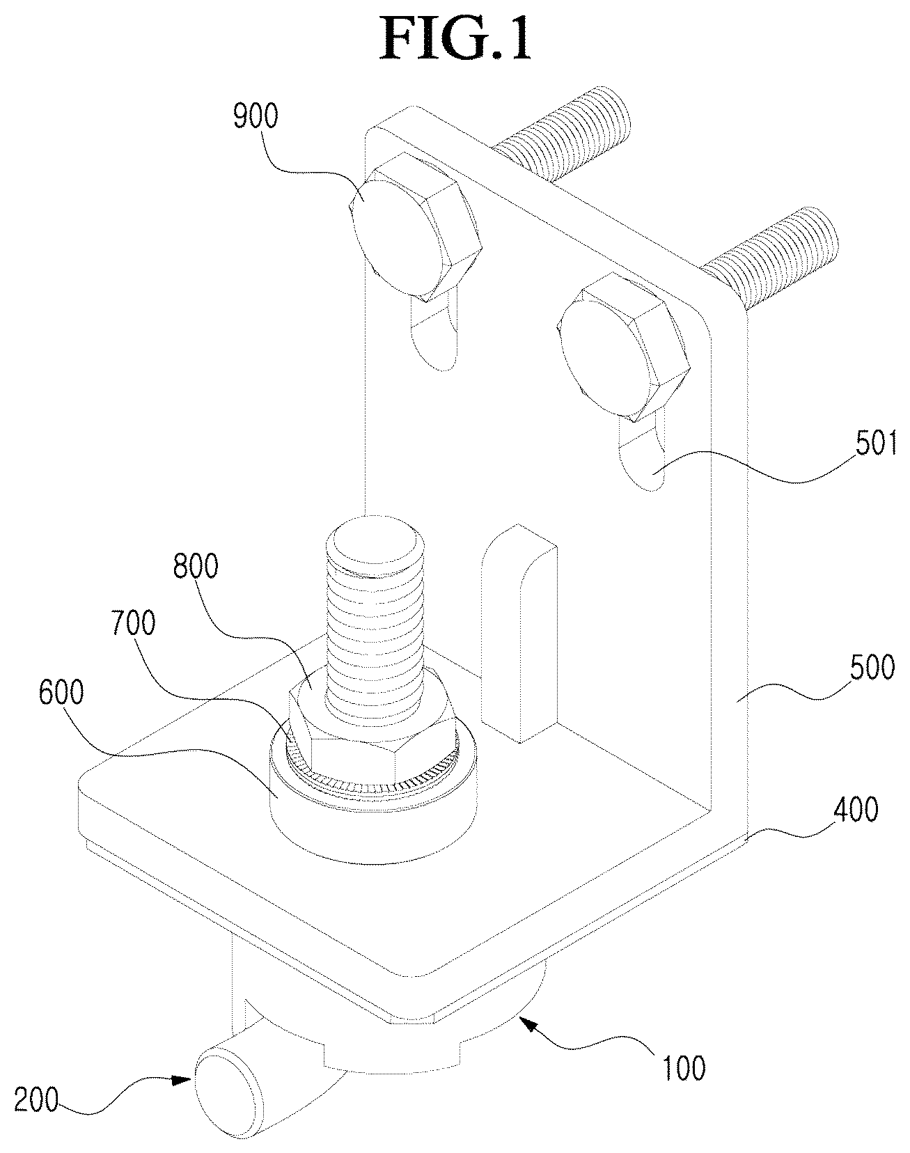 Patent US12305687 — L-shaped bolt fastening structure using hole guard — Figure 1