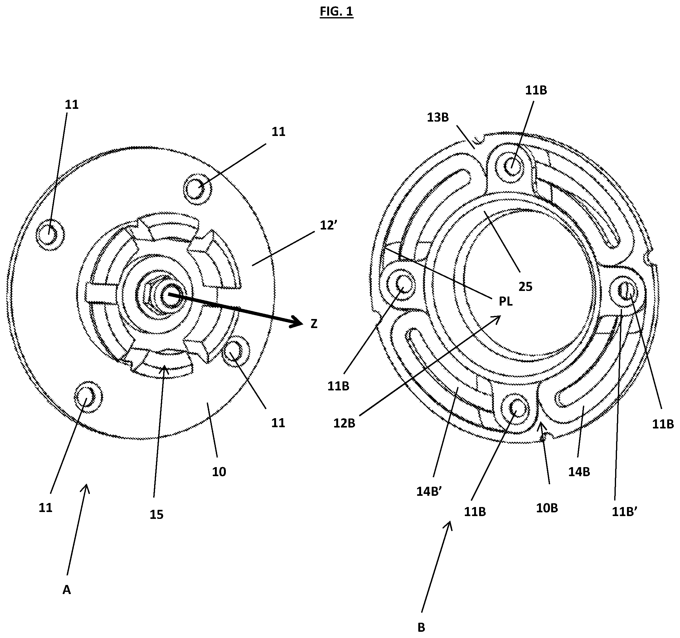 Patent US12305693 — Pressure fixing device of panel-works, in particular covering panels in the nautical field — Figure 1