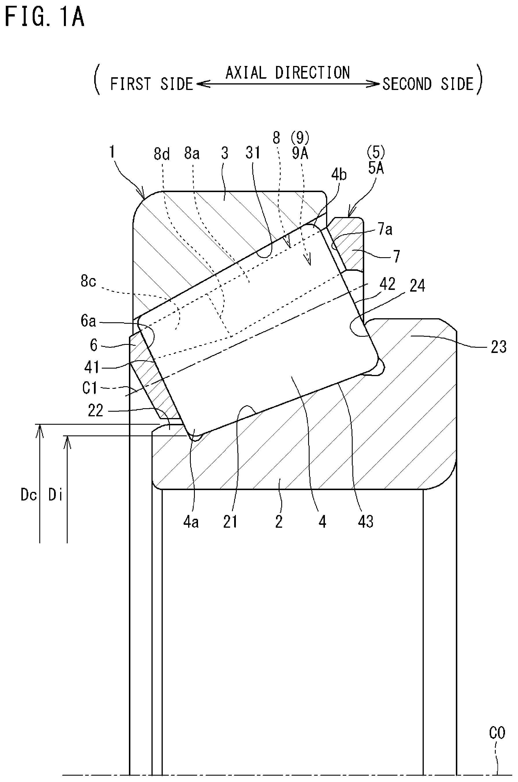 Patent US12305703 — Tapered roller bearing and cage — Figure 1