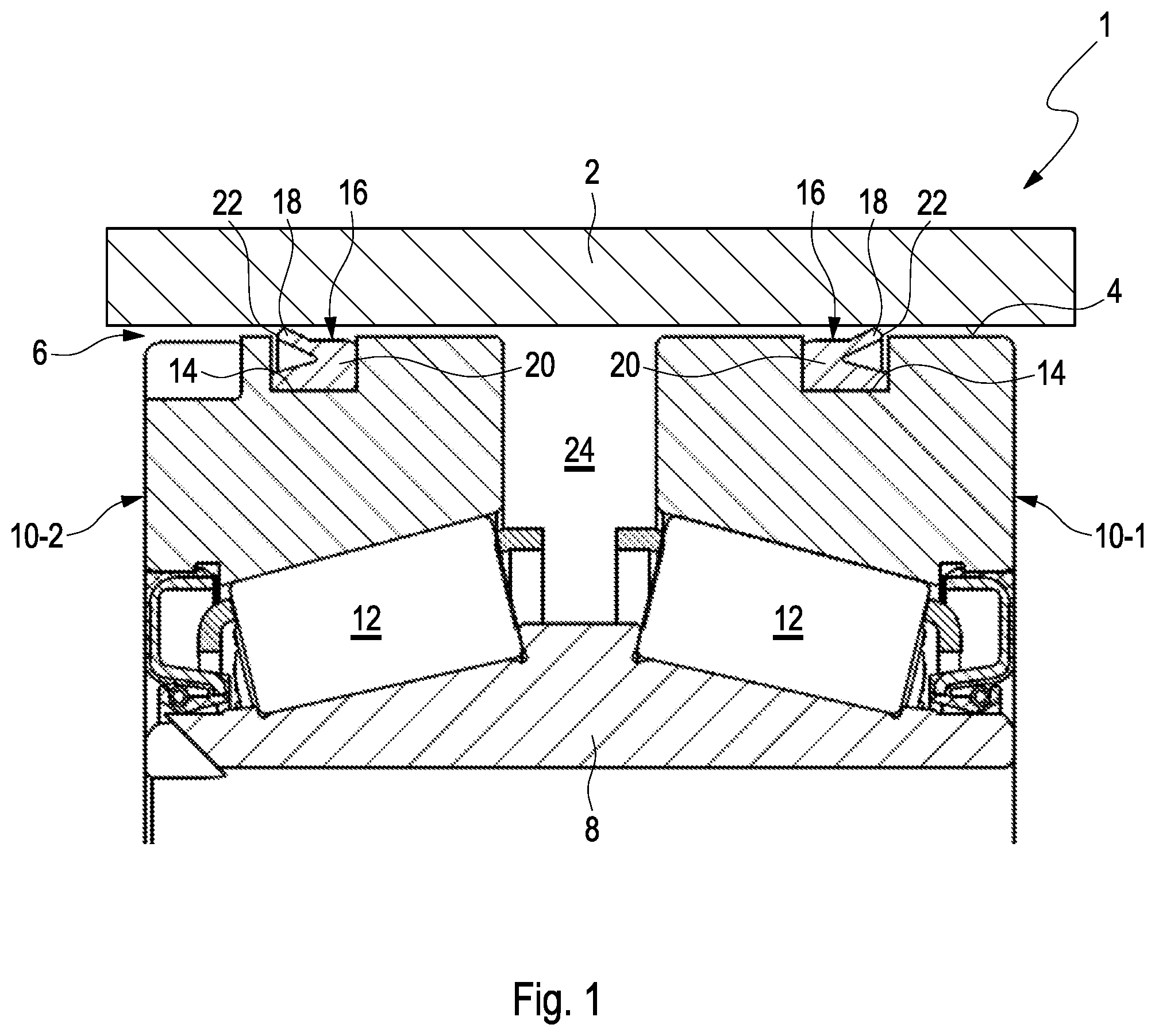 Patent US12305711 Figure 1 – Rolling-element bearing